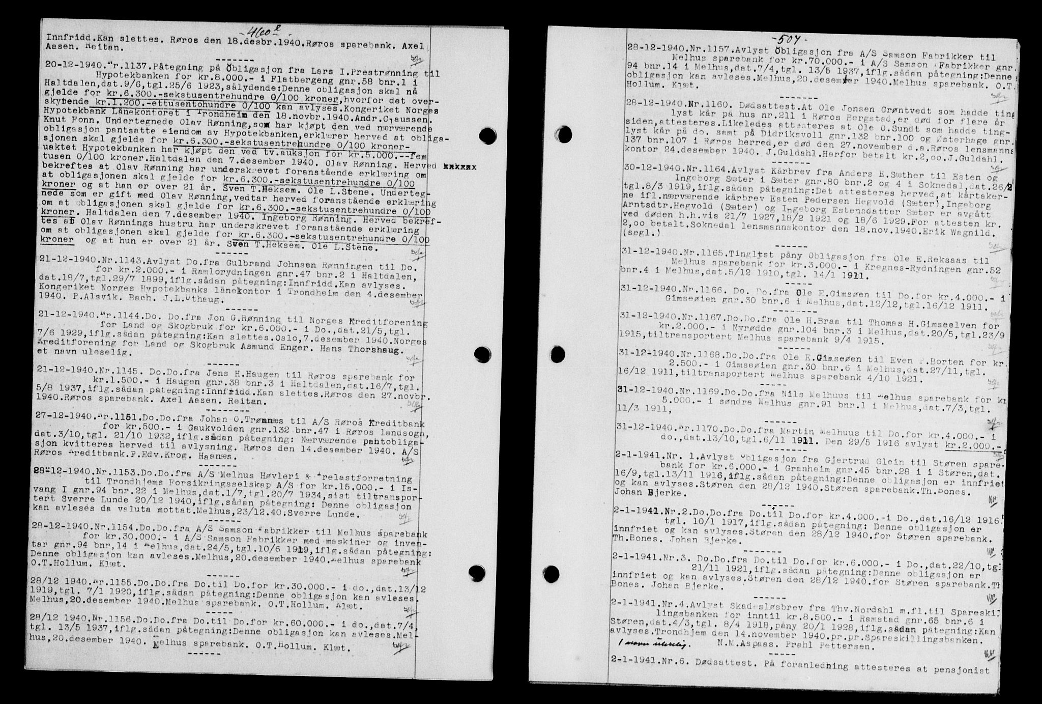 Gauldal sorenskriveri, SAT/A-0014/1/2/2C/L0052: Pantebok nr. 57, 1940-1941, Dagboknr: 1137/1940