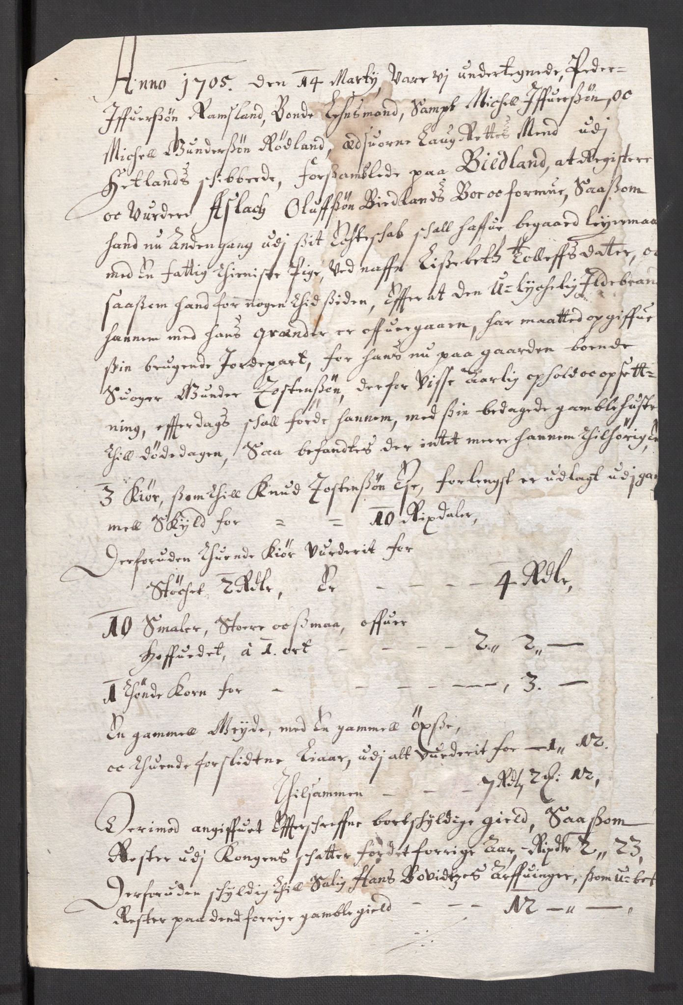 Rentekammeret inntil 1814, Reviderte regnskaper, Fogderegnskap, RA/EA-4092/R46/L2733: Fogderegnskap Jæren og Dalane, 1705-1708, s. 89