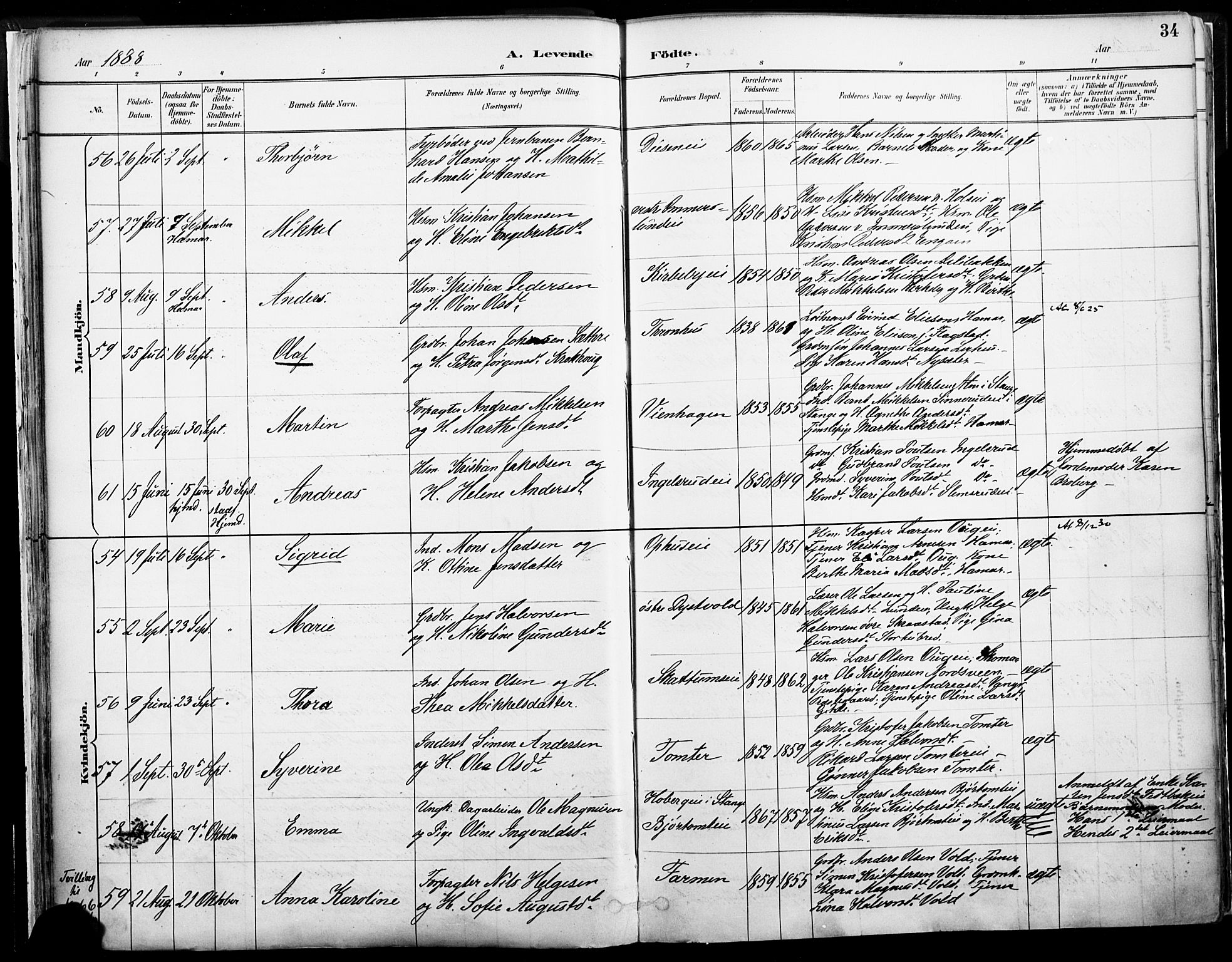 Vang prestekontor, Hedmark, AV/SAH-PREST-008/H/Ha/Haa/L0019A: Ministerialbok nr. 19, 1886-1900, s. 34