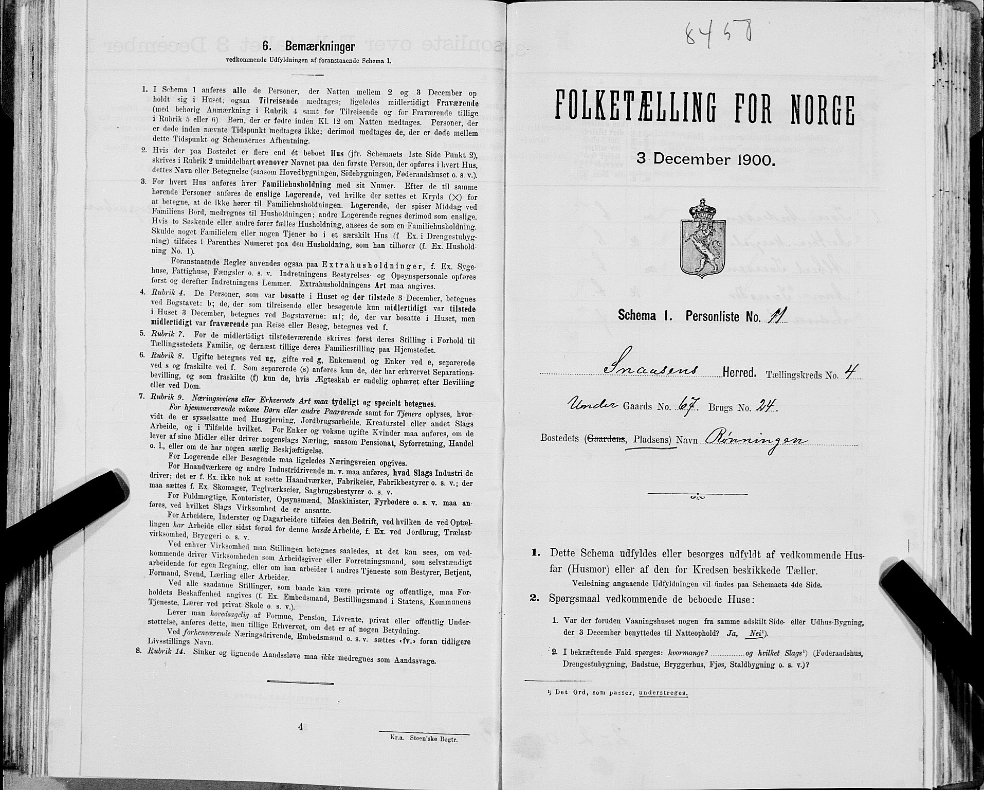 SAT, Folketelling 1900 for 1736 Snåsa herred, 1900, s. 870
