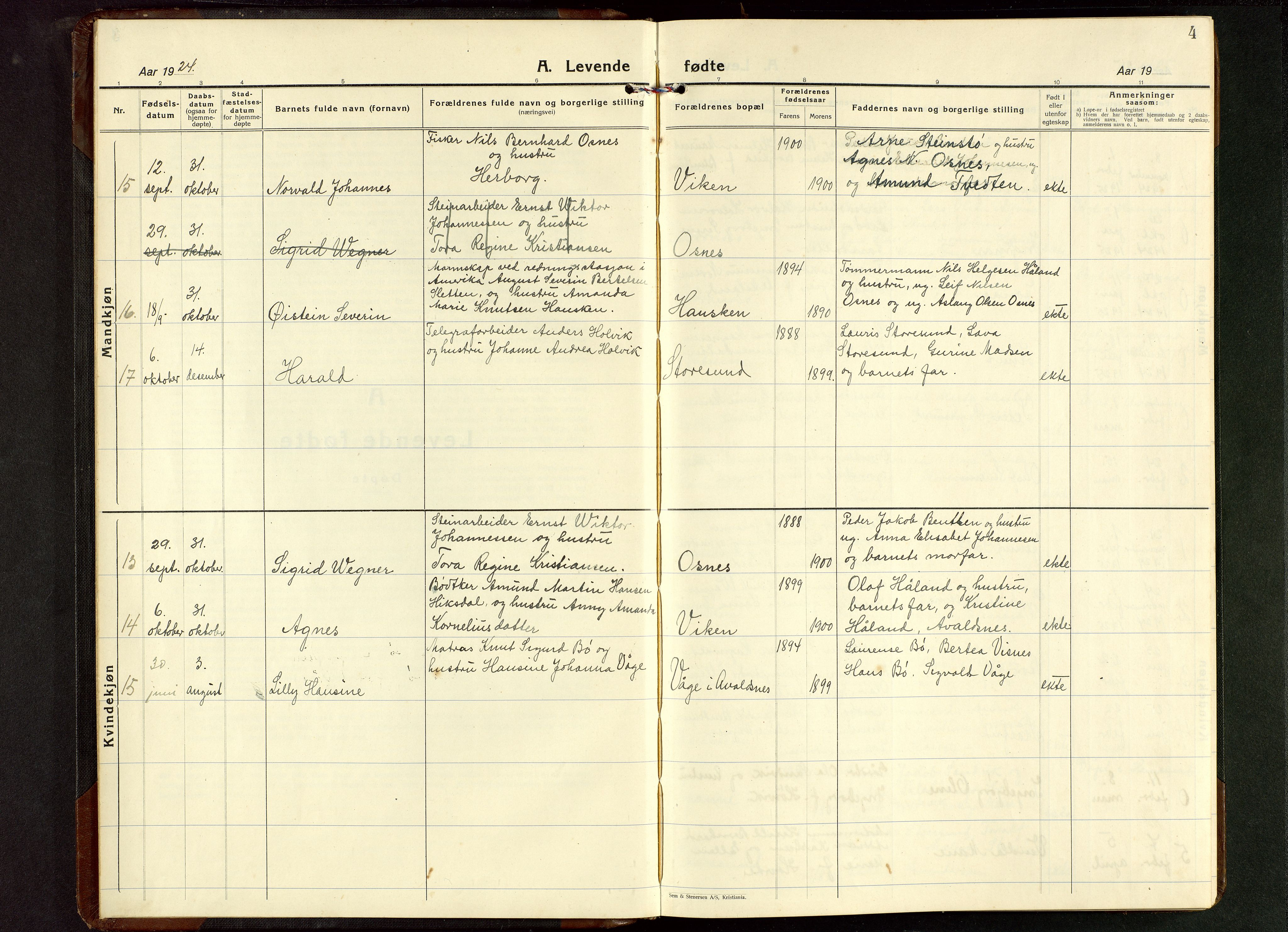 Torvastad sokneprestkontor, AV/SAST-A -101857/H/Ha/Hab/L0009: Klokkerbok nr. B 9, 1924-1949, s. 4