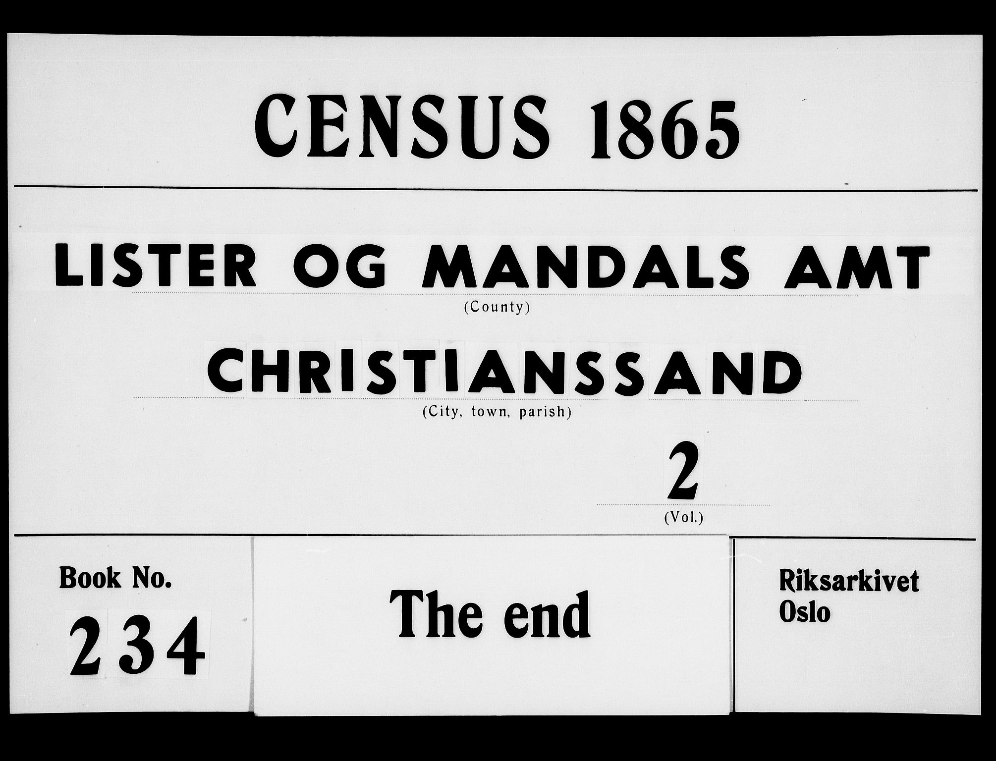 RA, Folketelling 1865 for 1001P Kristiansand prestegjeld, 1865, s. 1022