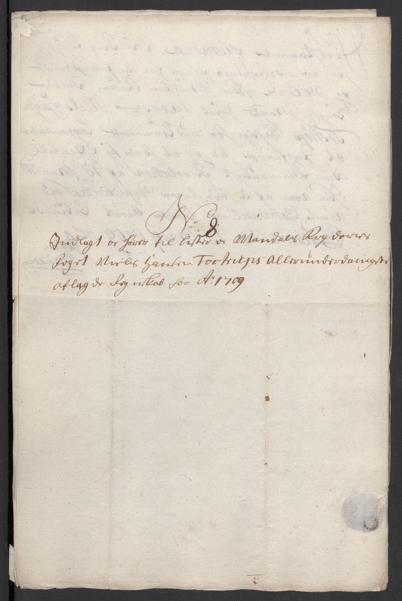 Rentekammeret inntil 1814, Reviderte regnskaper, Fogderegnskap, RA/EA-4092/R43/L2552: Fogderegnskap Lista og Mandal, 1705-1709, s. 255