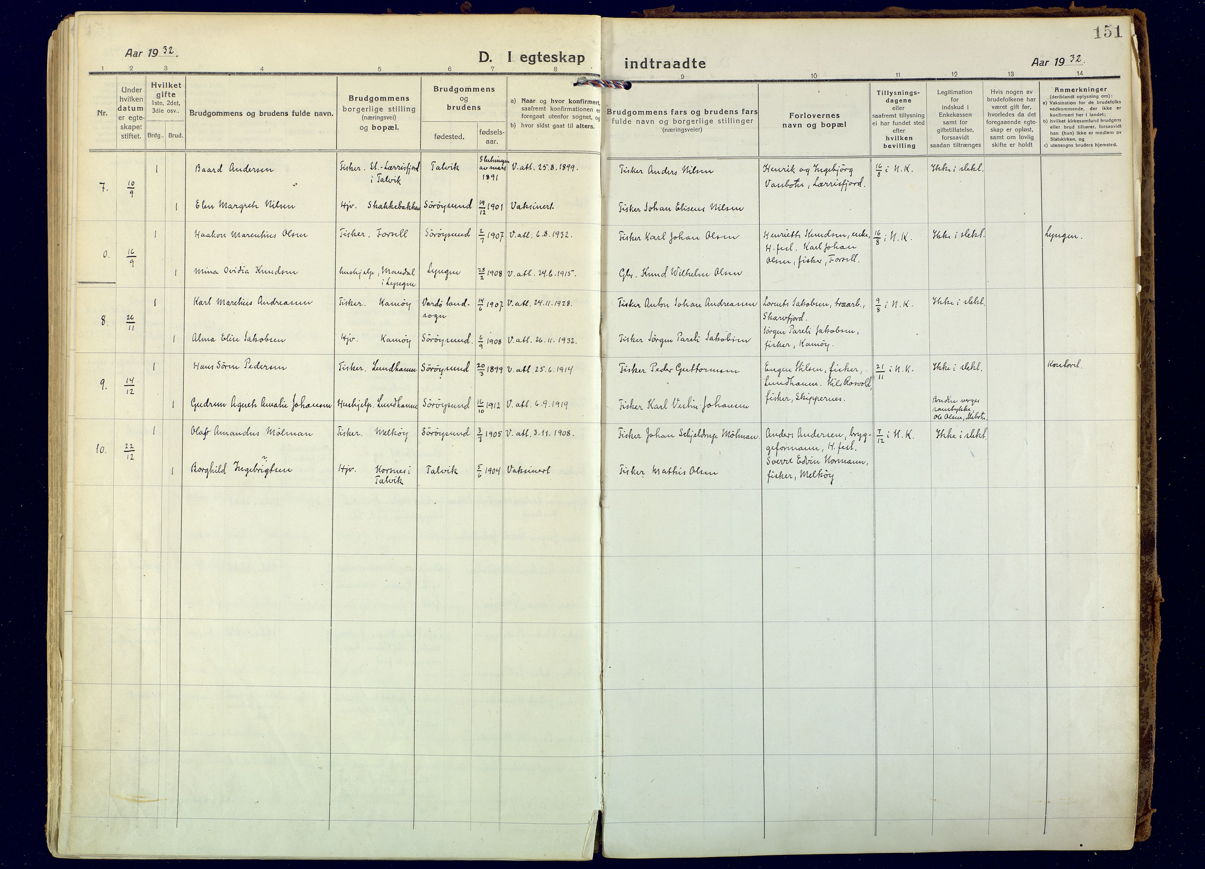 Hammerfest sokneprestkontor, SATØ/S-1347: Ministerialbok nr. 18, 1918-1933, s. 151