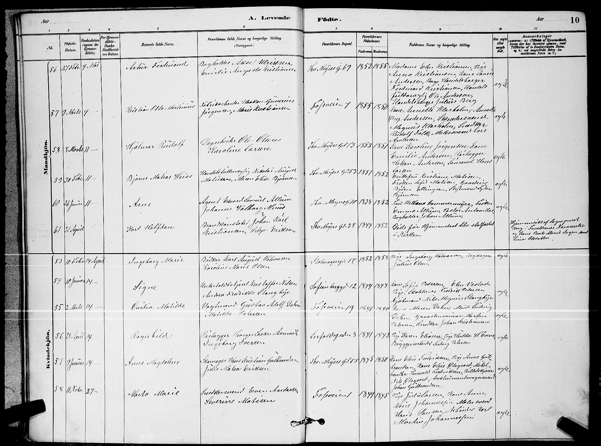 Paulus prestekontor Kirkebøker, AV/SAO-A-10871/G/Ga/L0002: Klokkerbok nr. 2, 1879-1887, s. 10