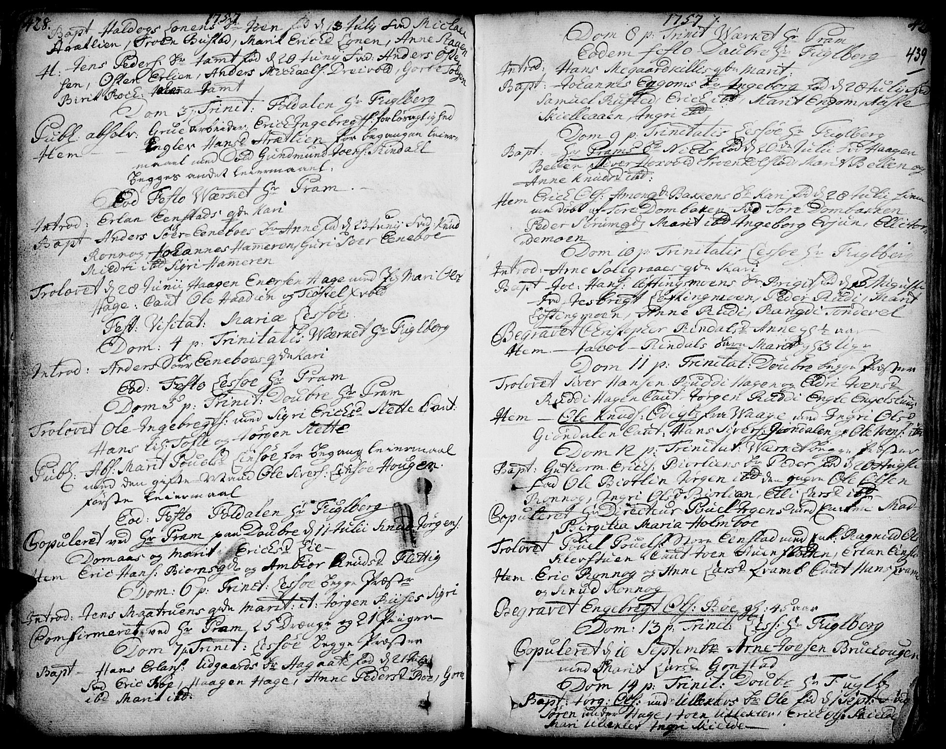 Lesja prestekontor, AV/SAH-PREST-068/H/Ha/Haa/L0002: Ministerialbok nr. 2, 1732-1776, s. 438-439