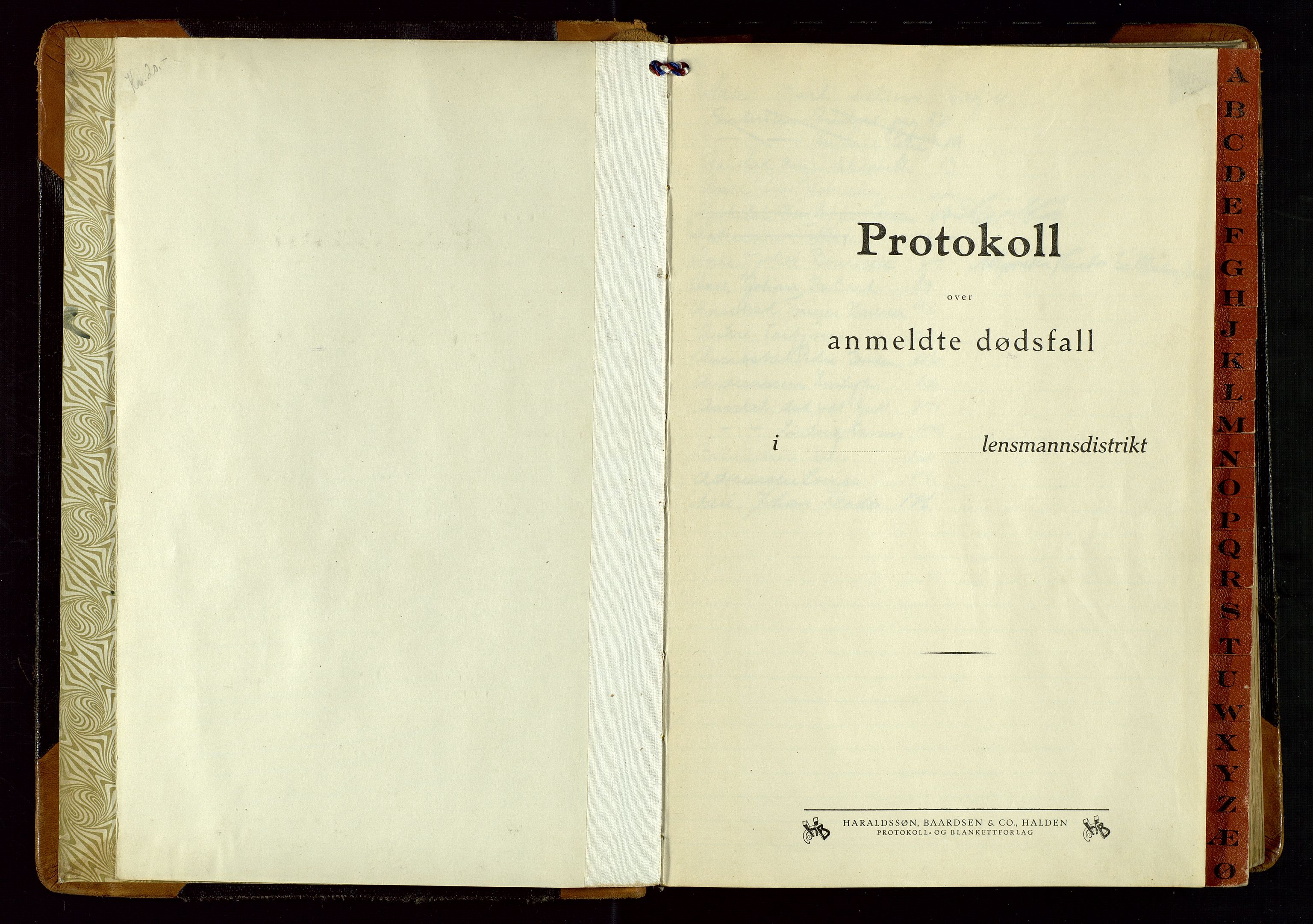 Eigersund lensmannskontor, SAST/A-100171/Gga/L0013: "Protokoll over anmeldte dødsfall" m/alfabetisk navneregister, 1934-1938