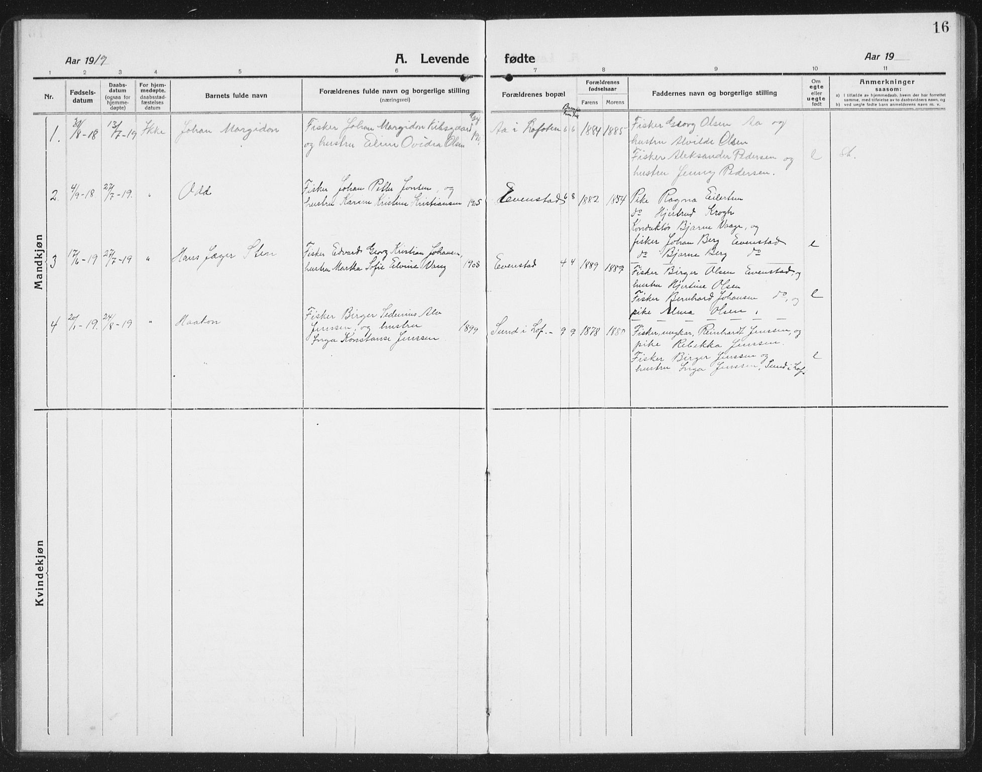 Ministerialprotokoller, klokkerbøker og fødselsregistre - Nordland, AV/SAT-A-1459/886/L1226: Klokkerbok nr. 886C03, 1916-1935, s. 16