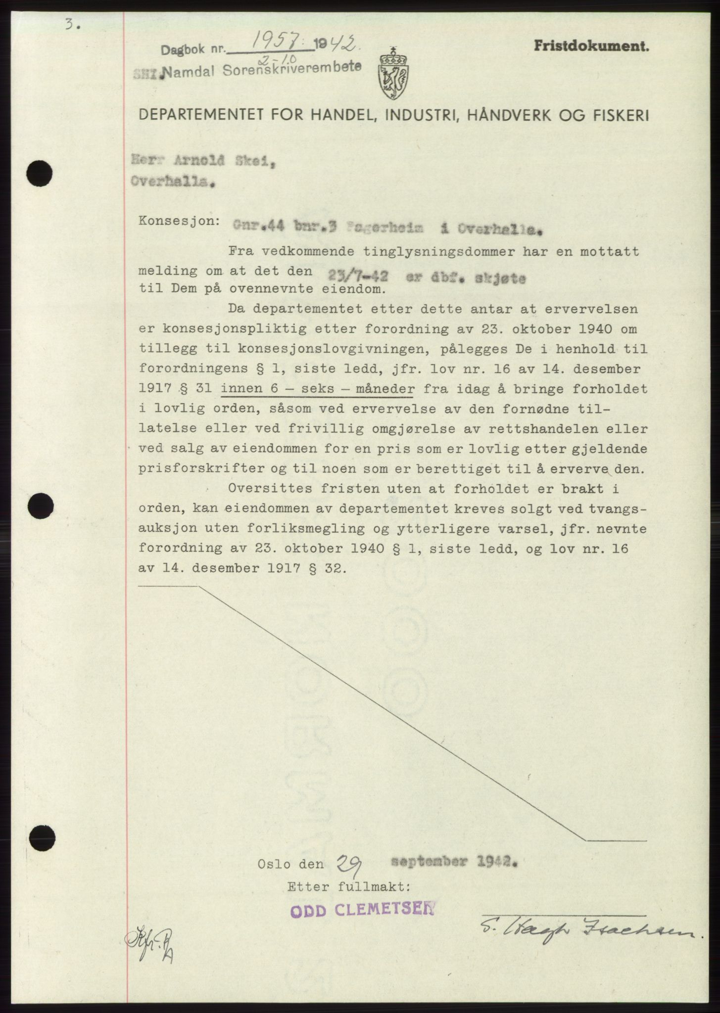 Namdal sorenskriveri, SAT/A-4133/1/2/2C: Pantebok nr. -, 1942-1943, Dagboknr: 1957/1942