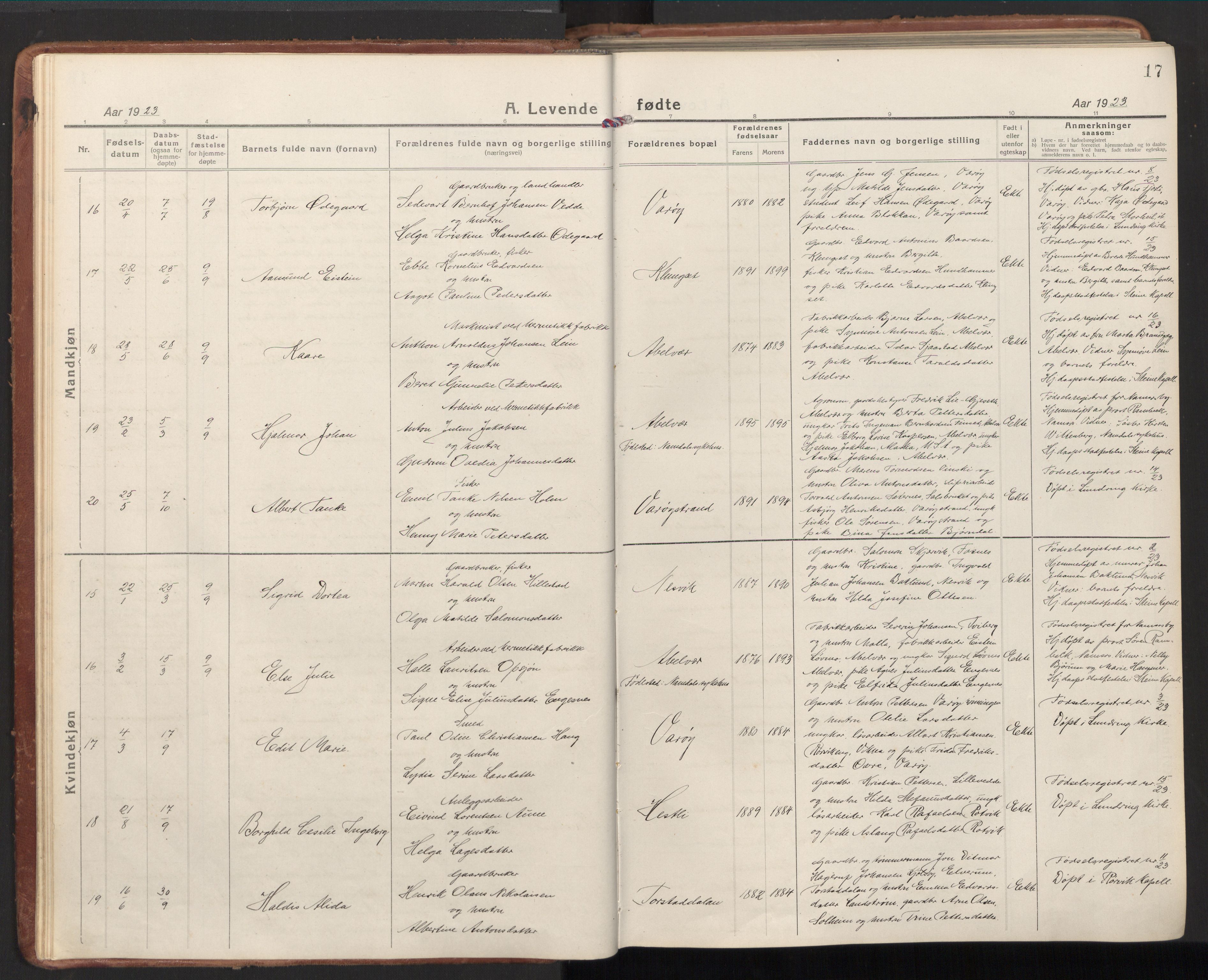 Ministerialprotokoller, klokkerbøker og fødselsregistre - Nord-Trøndelag, AV/SAT-A-1458/784/L0678: Ministerialbok nr. 784A13, 1921-1938, s. 17