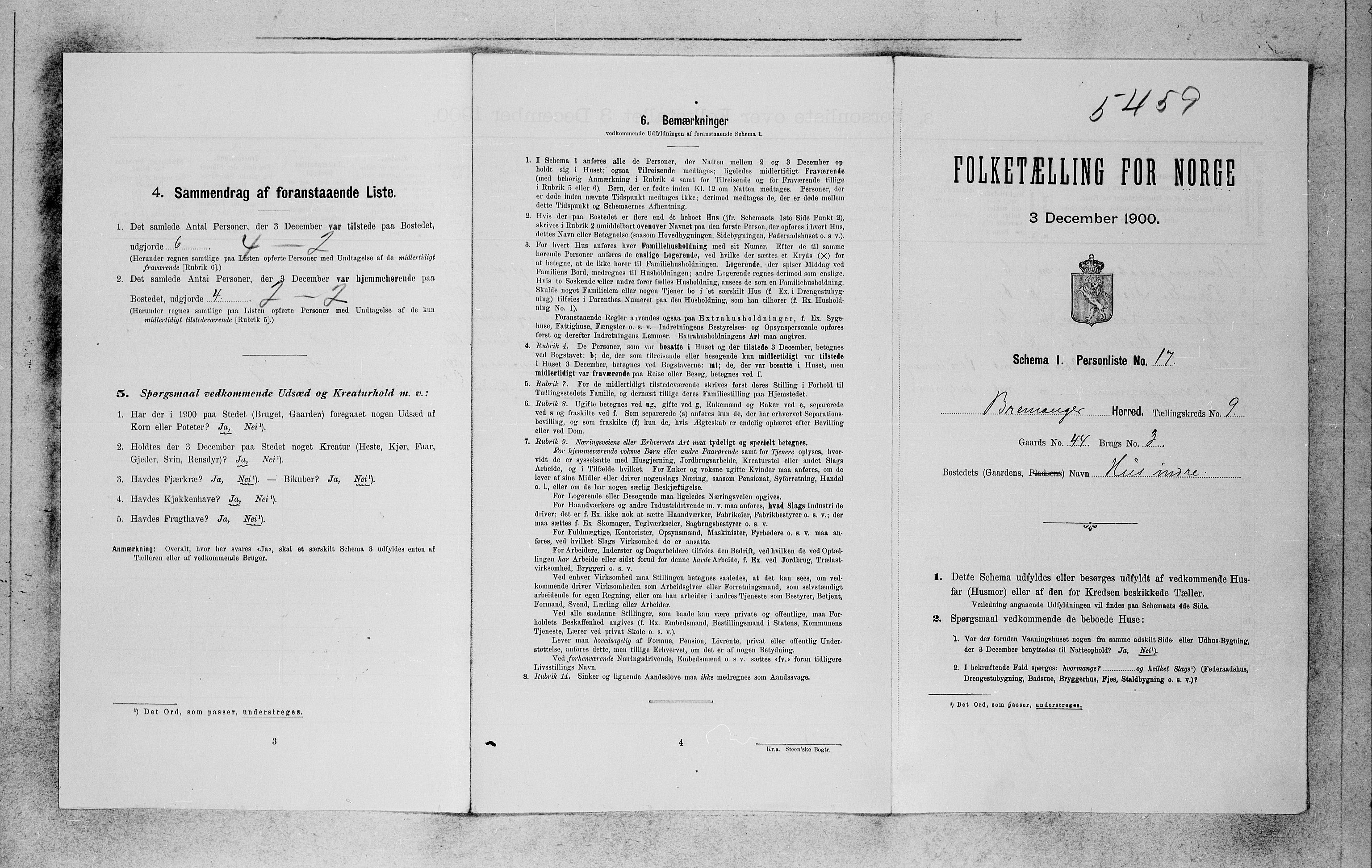 SAB, Folketelling 1900 for 1438 Bremanger herred, 1900, s. 692