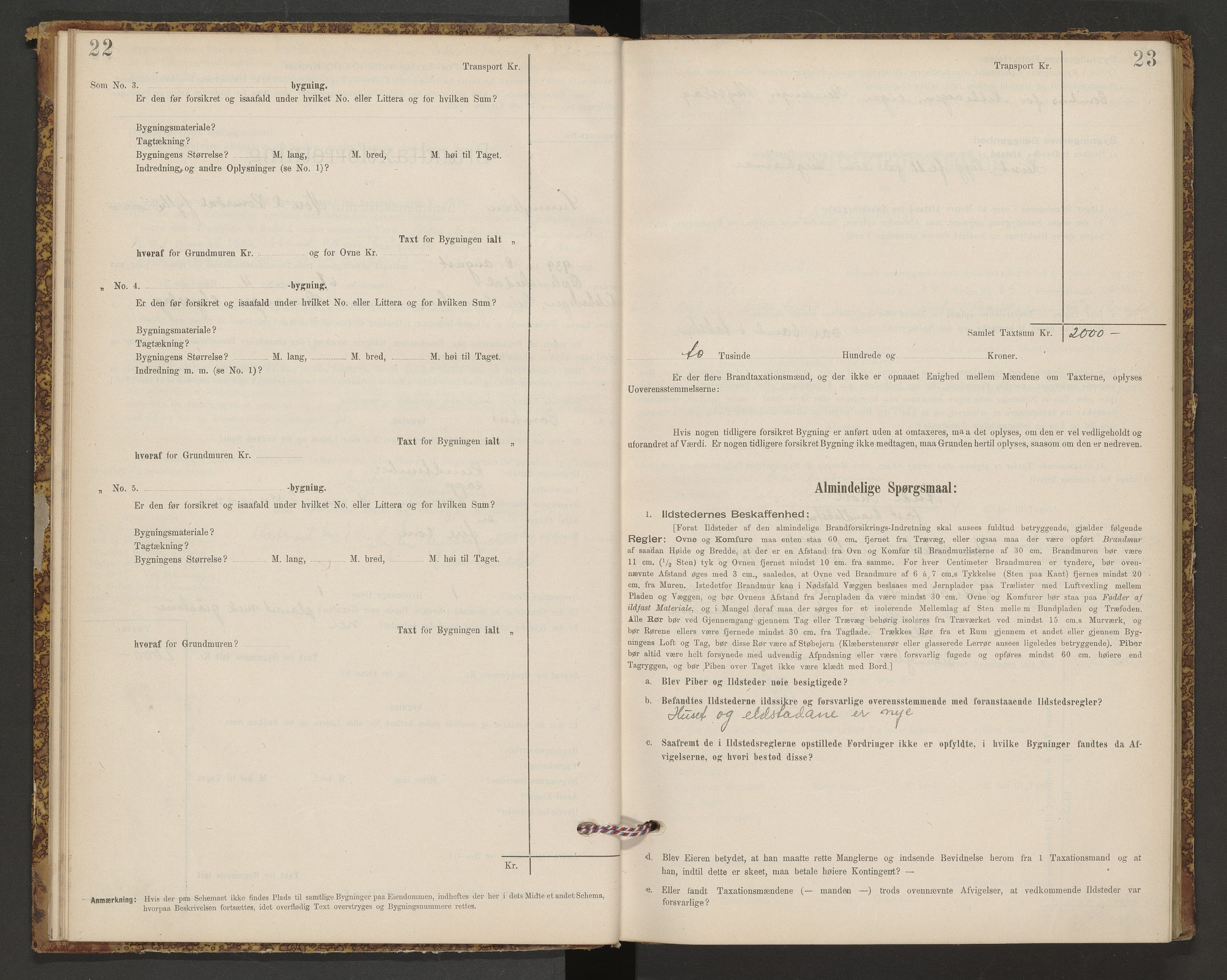 Norges Brannkasse Sunnylven, AV/SAT-A-5491/Fb/L0001: Branntakstprotokoll, 1935-1955, s. 22-23