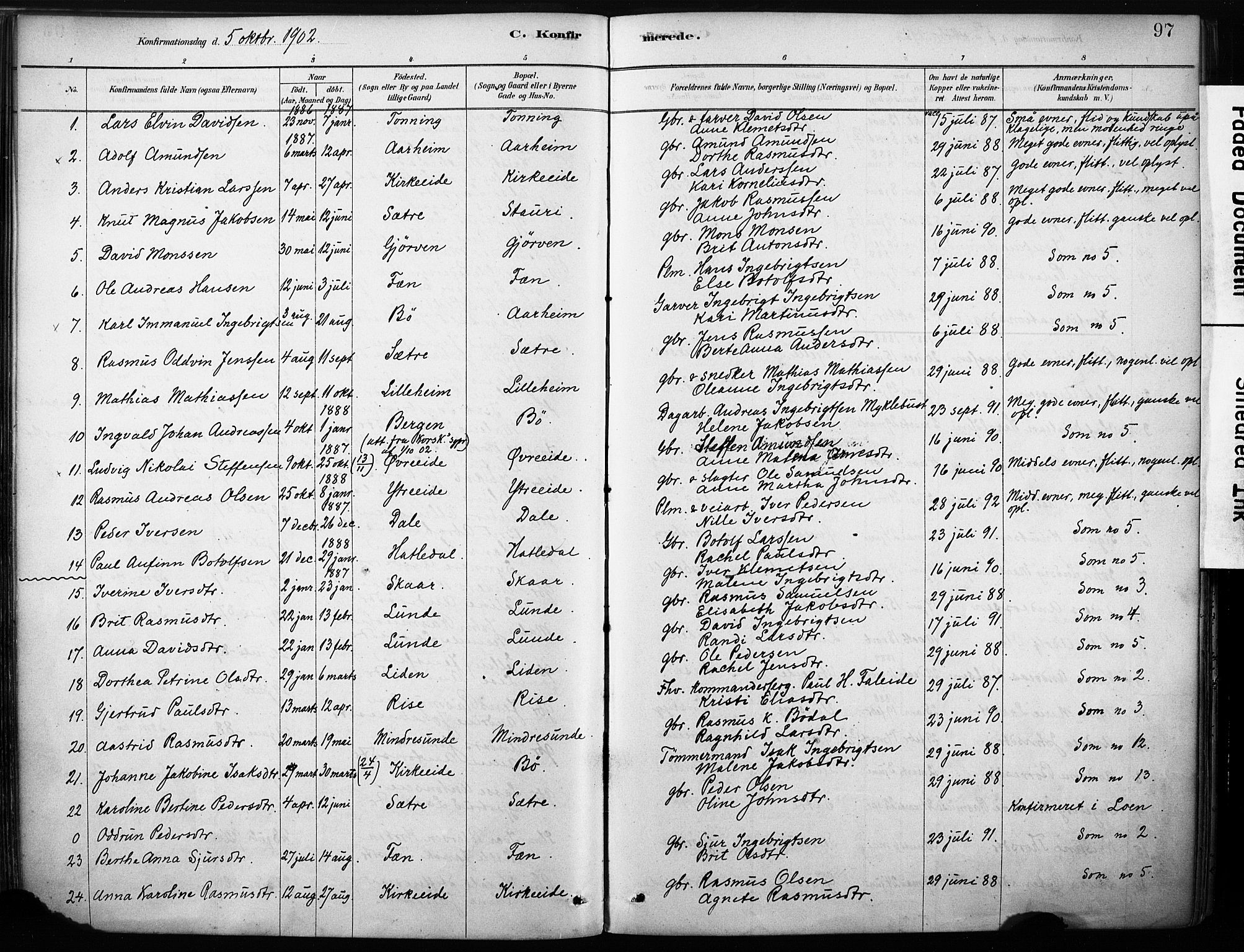 Stryn Sokneprestembete, AV/SAB-A-82501: Ministerialbok nr. B 1, 1878-1907, s. 97