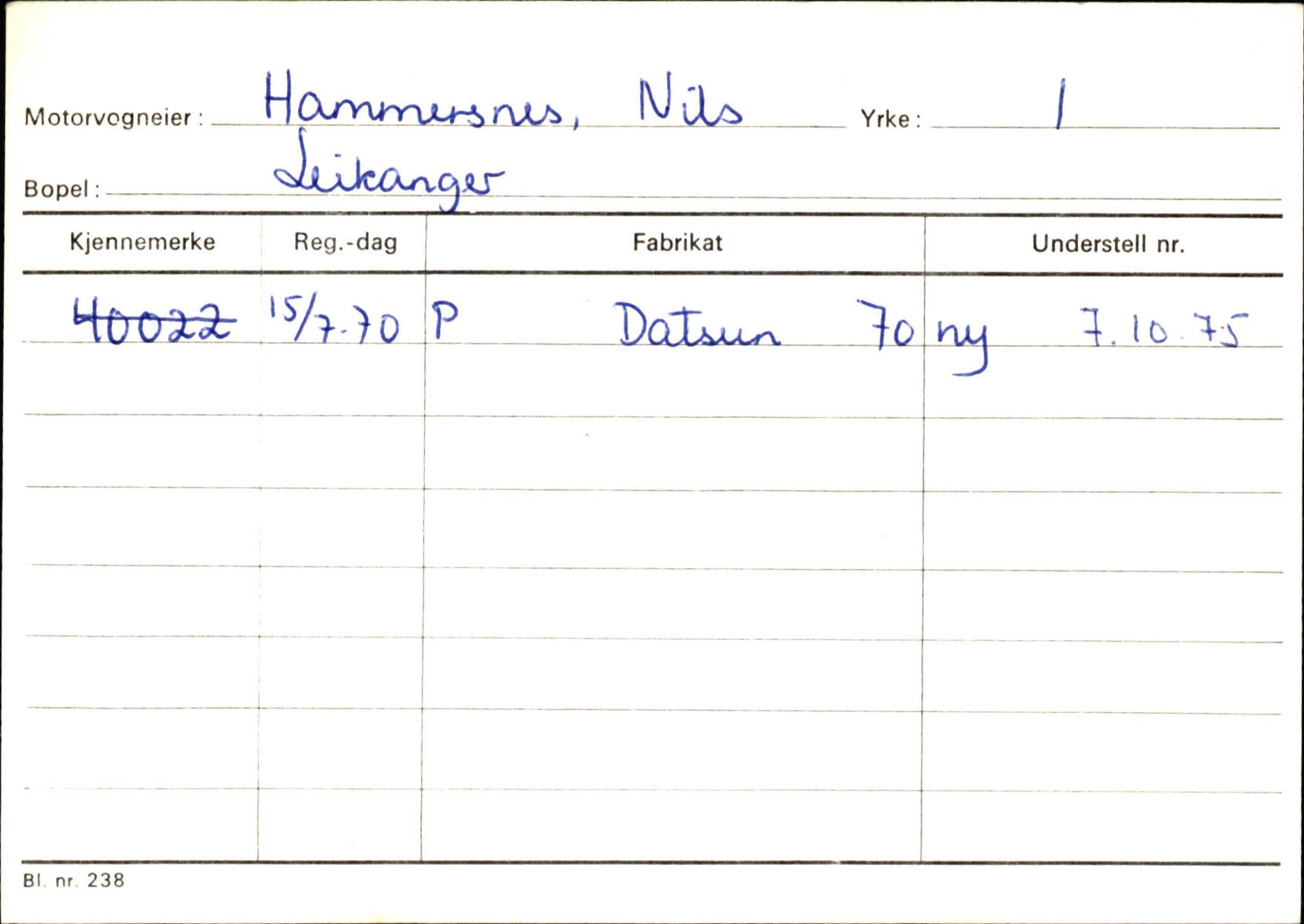 Statens vegvesen, Sogn og Fjordane vegkontor, AV/SAB-A-5301/4/F/L0126: Eigarregister Fjaler M-Å. Leikanger A-Å, 1945-1975, s. 1289