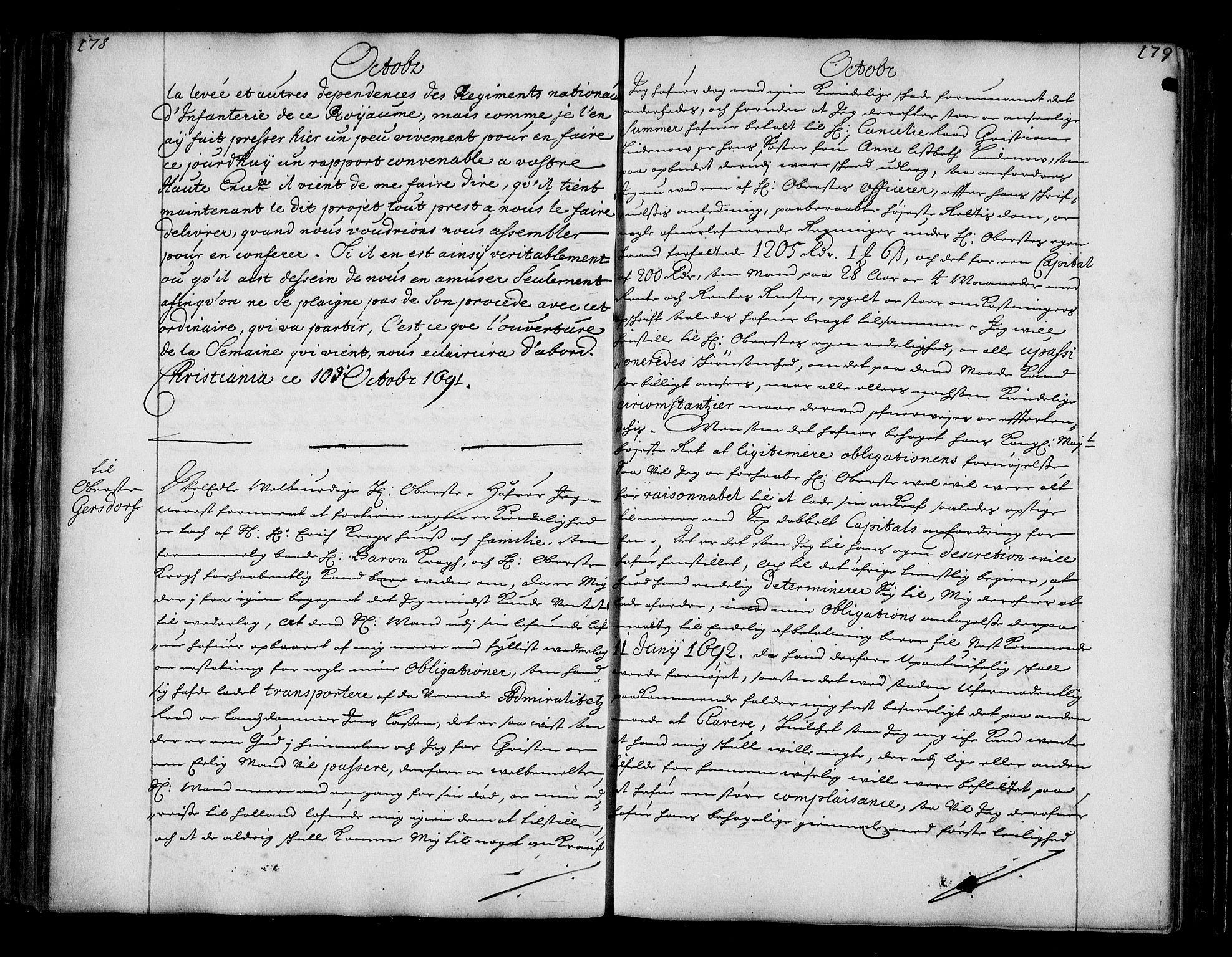 Stattholderembetet 1572-1771, AV/RA-EA-2870/Bc/L0004: Visestattholder Just Høeghs kopibok, 1691, s. 178-179