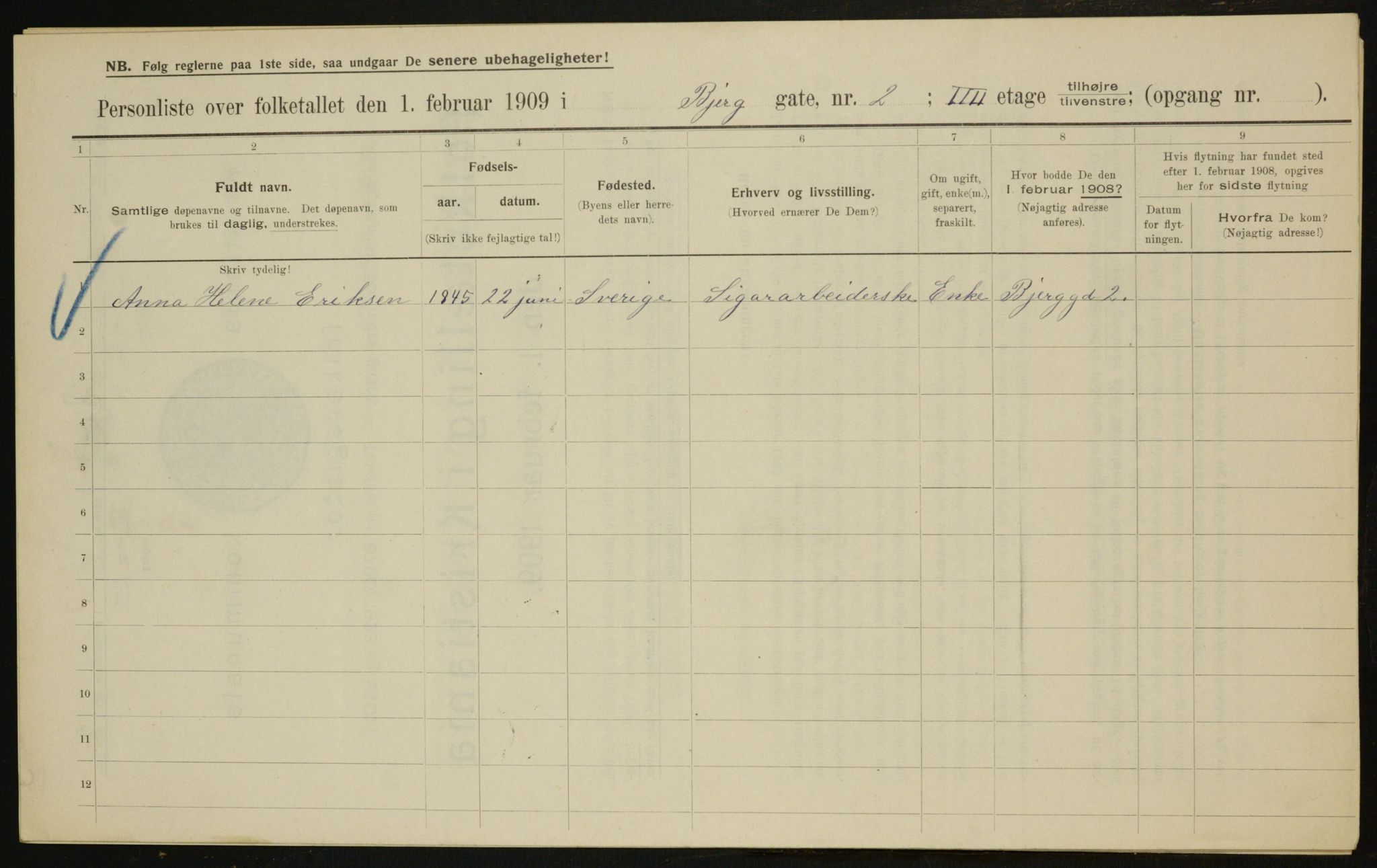 OBA, Kommunal folketelling 1.2.1909 for Kristiania kjøpstad, 1909, s. 4924