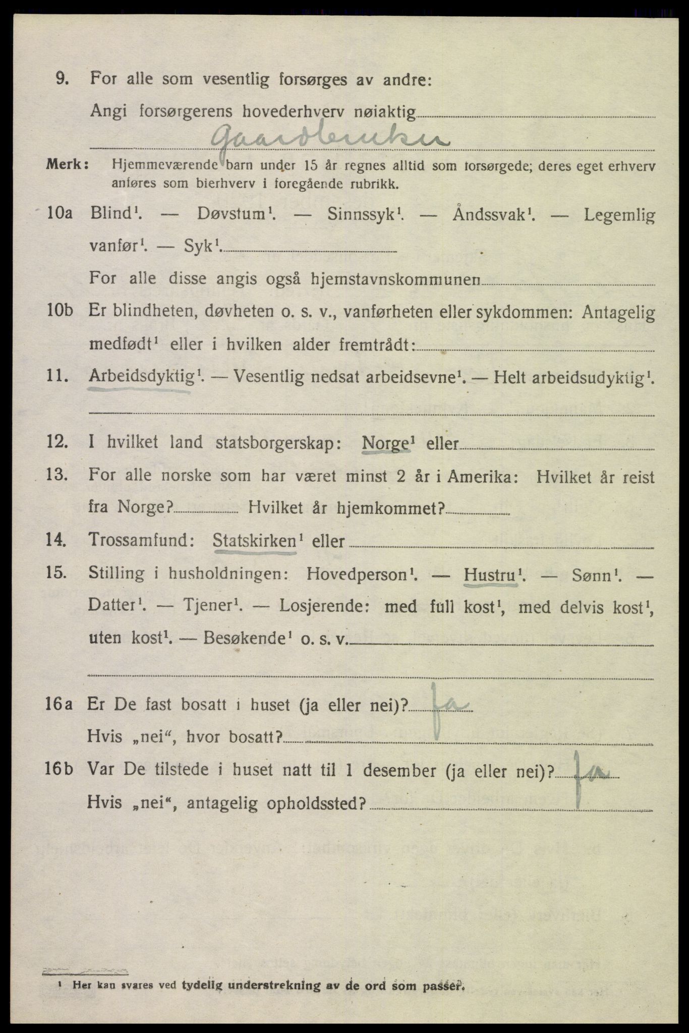SAK, Folketelling 1920 for 1029 Sør-Audnedal herred, 1920, s. 6368