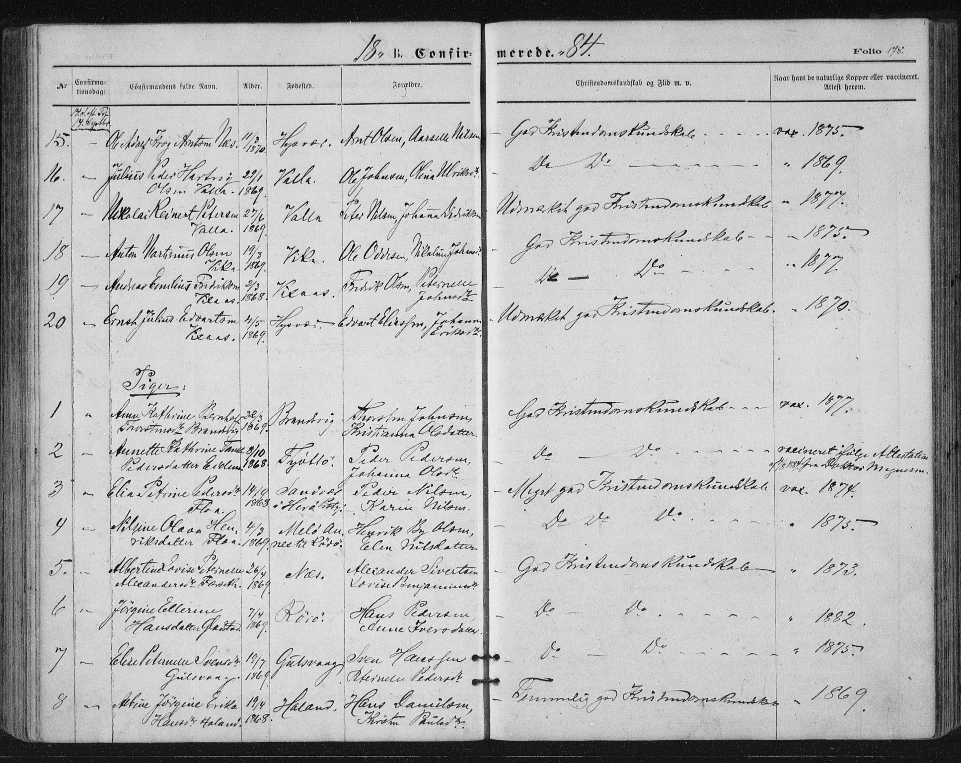 Ministerialprotokoller, klokkerbøker og fødselsregistre - Nordland, AV/SAT-A-1459/816/L0241: Ministerialbok nr. 816A07, 1870-1885, s. 178