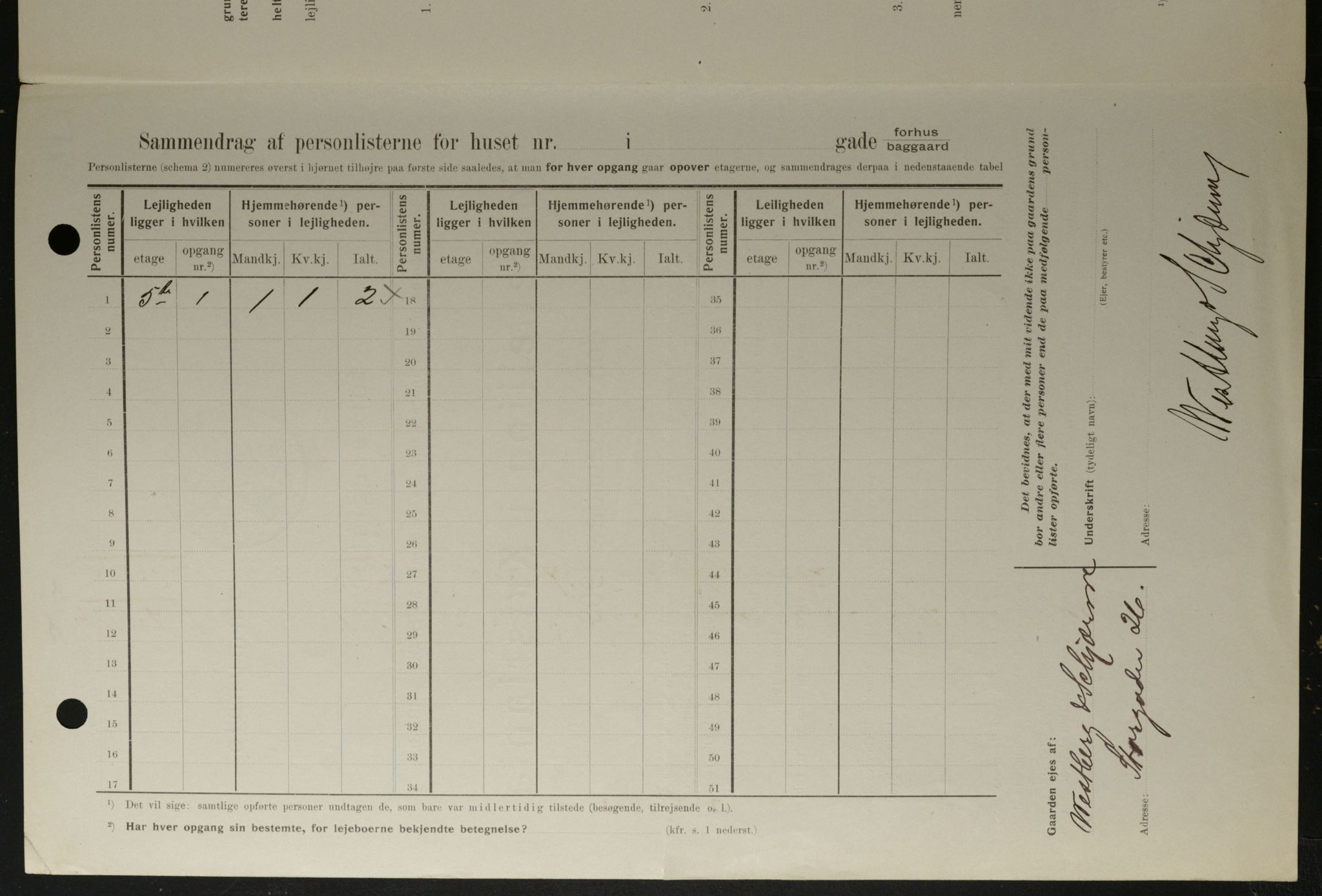OBA, Kommunal folketelling 1.2.1908 for Kristiania kjøpstad, 1908, s. 52323