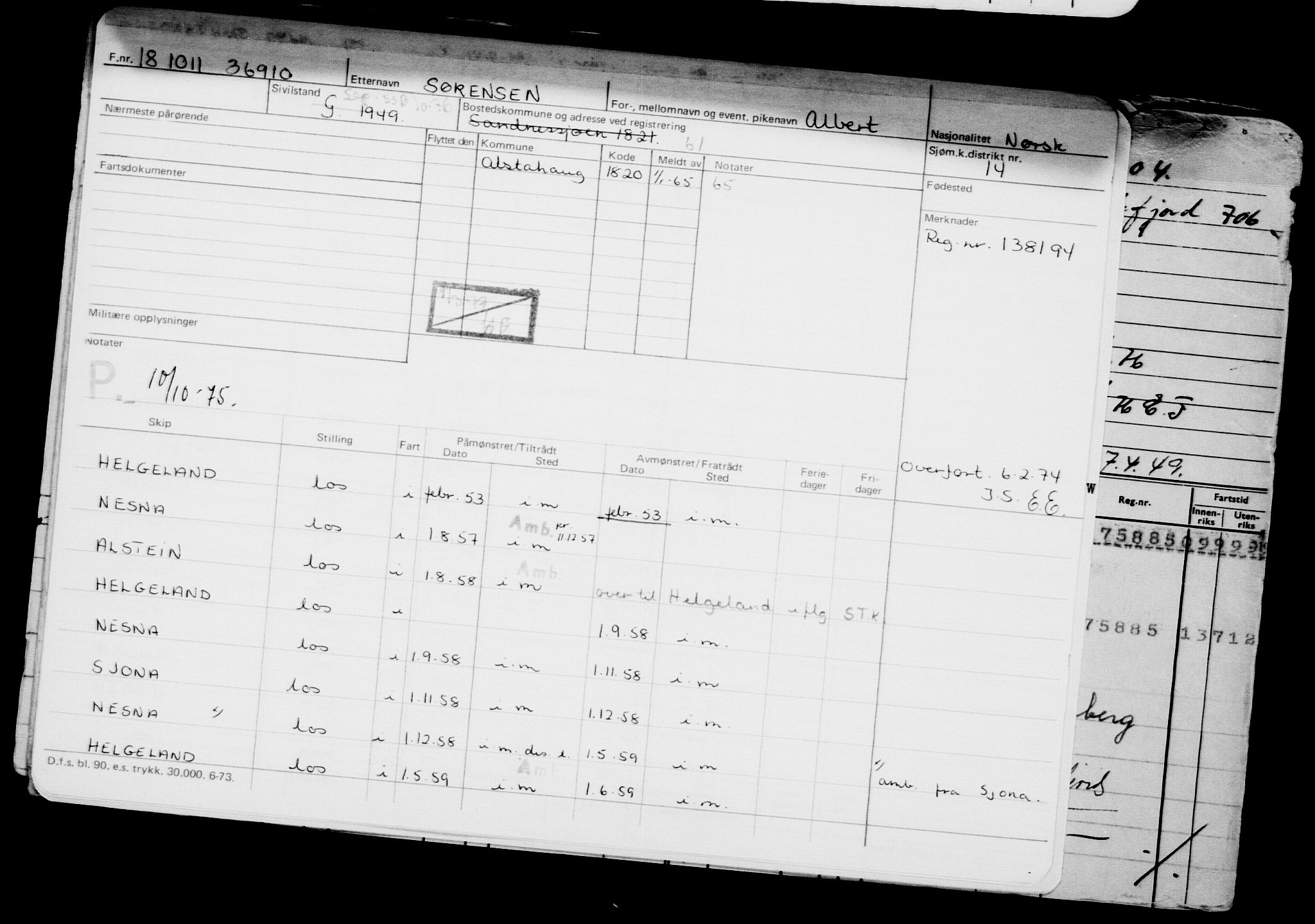 Direktoratet for sjømenn, AV/RA-S-3545/G/Gb/L0100: Hovedkort, 1911, s. 336