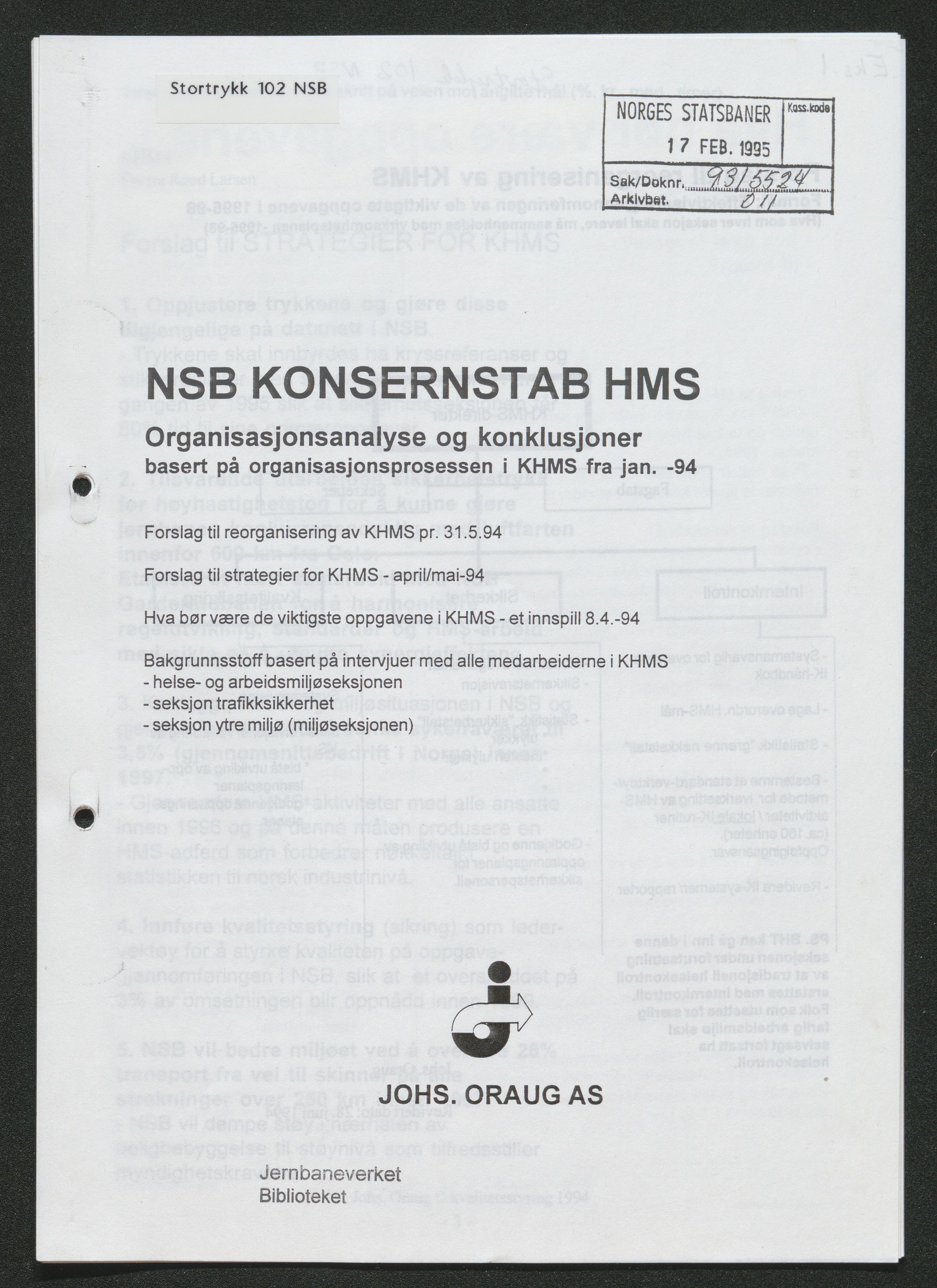 Norges Statsbaner Bibliotek (NSB), SAKO/A-355/F/Fb/L0002: Stortrykk 76 - 139, 1952-2002