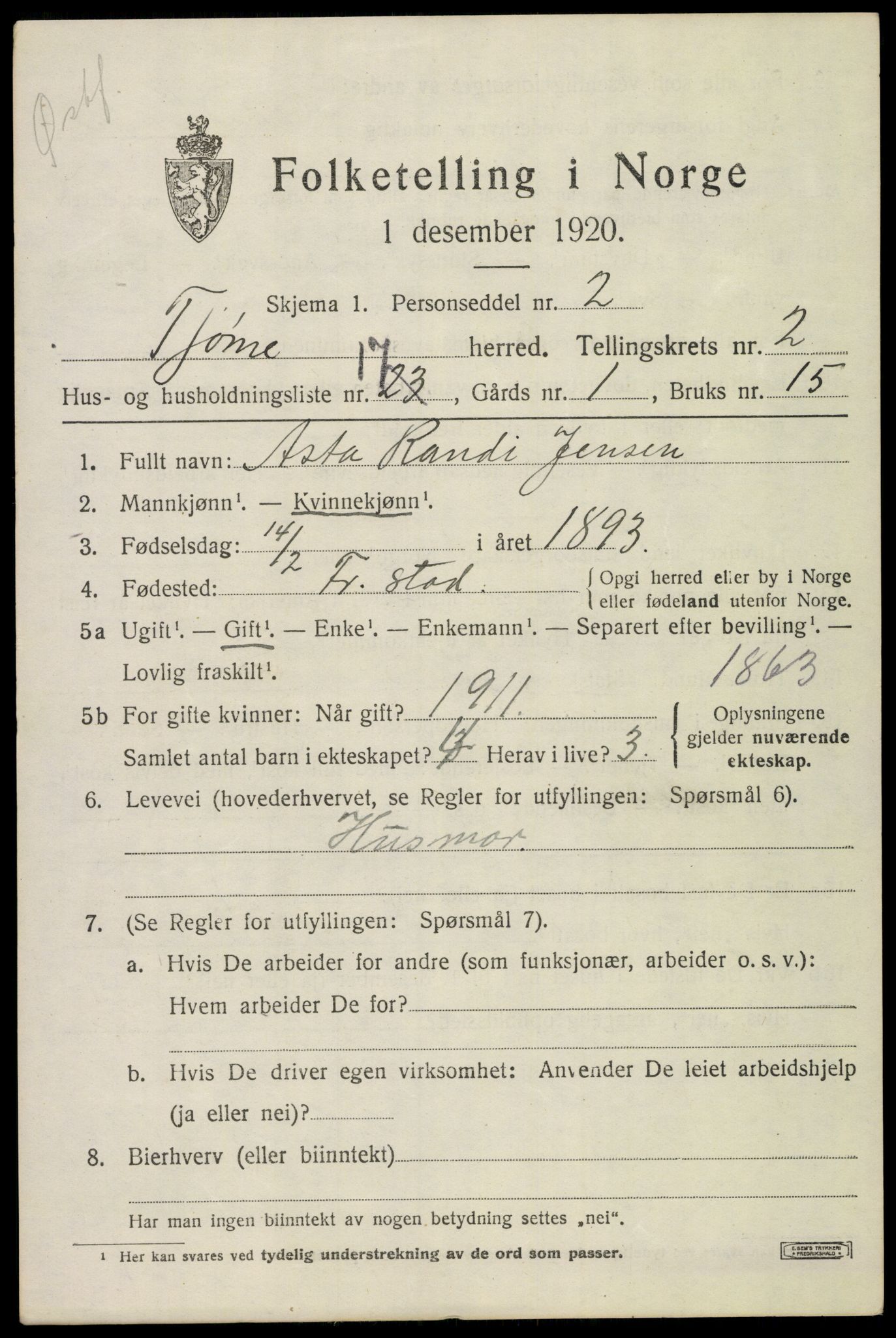 SAKO, Folketelling 1920 for 0723 Tjøme herred, 1920, s. 2991