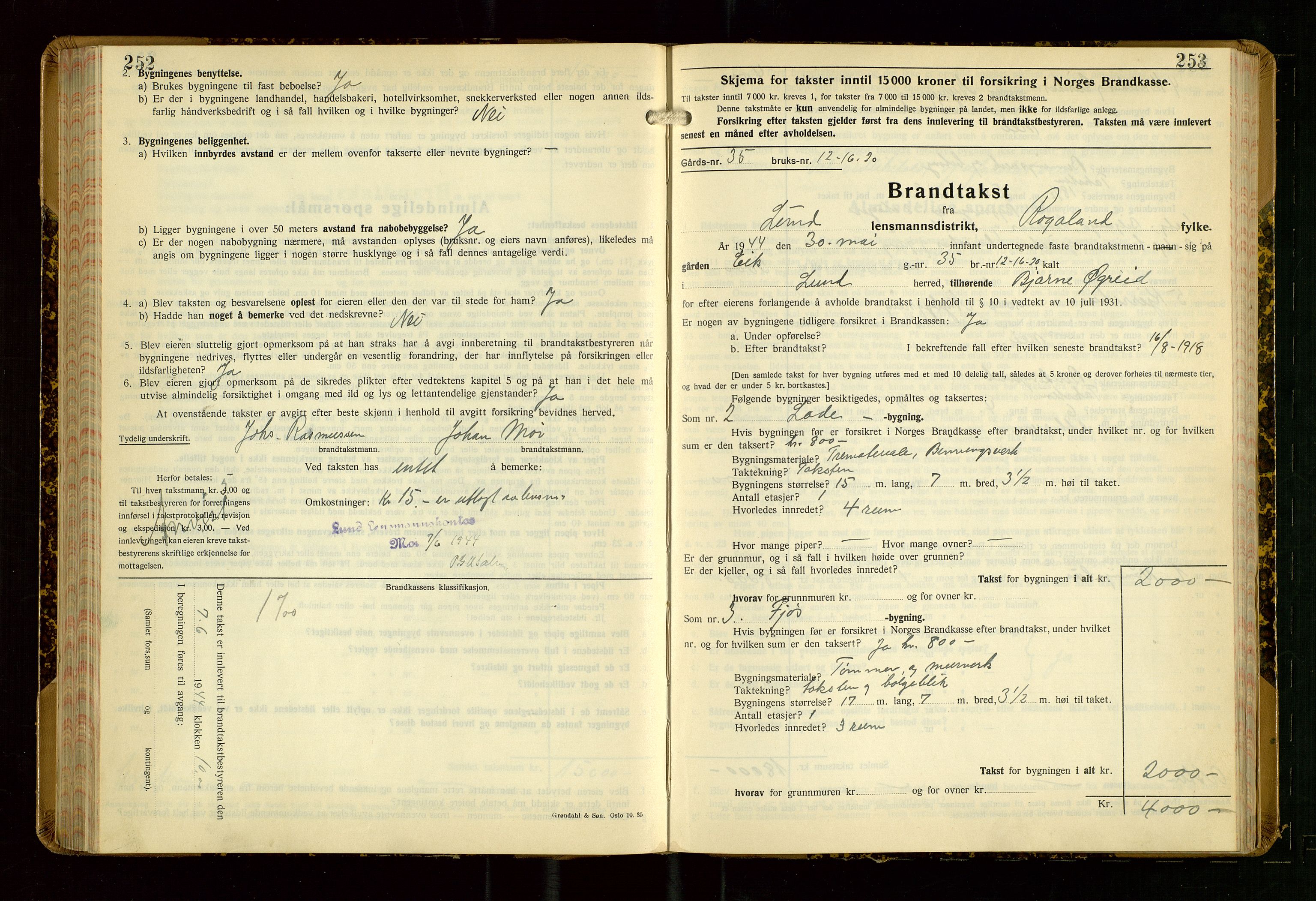 Lund lensmannskontor, AV/SAST-A-100303/Gob/L0006: "Brandtakstprotokoll", 1938-1951, s. 252-253