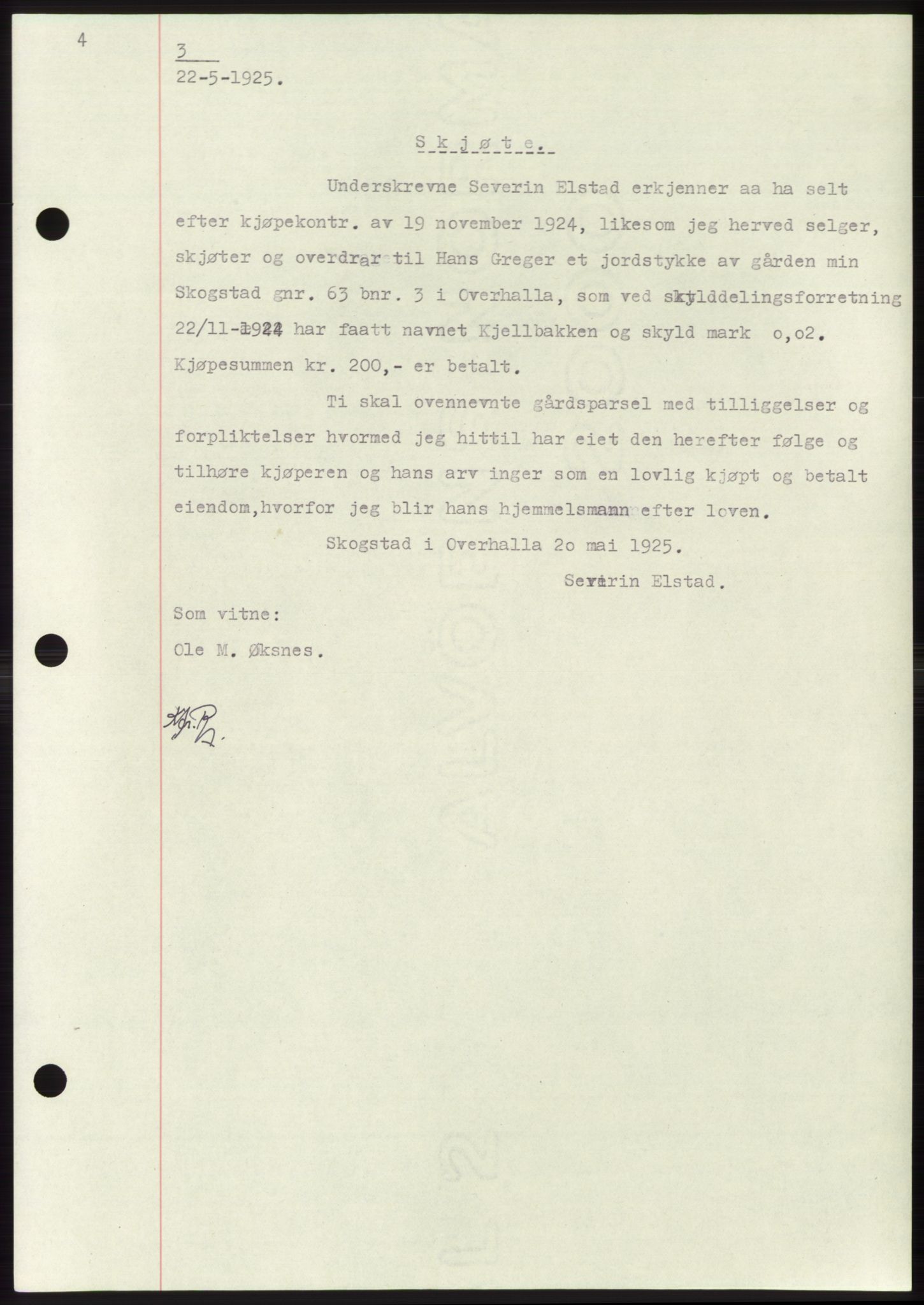 Namdal sorenskriveri, SAT/A-4133/1/2/2C: Pantebok nr. -, 1922-1925, Tingl.dato: 22.05.1925