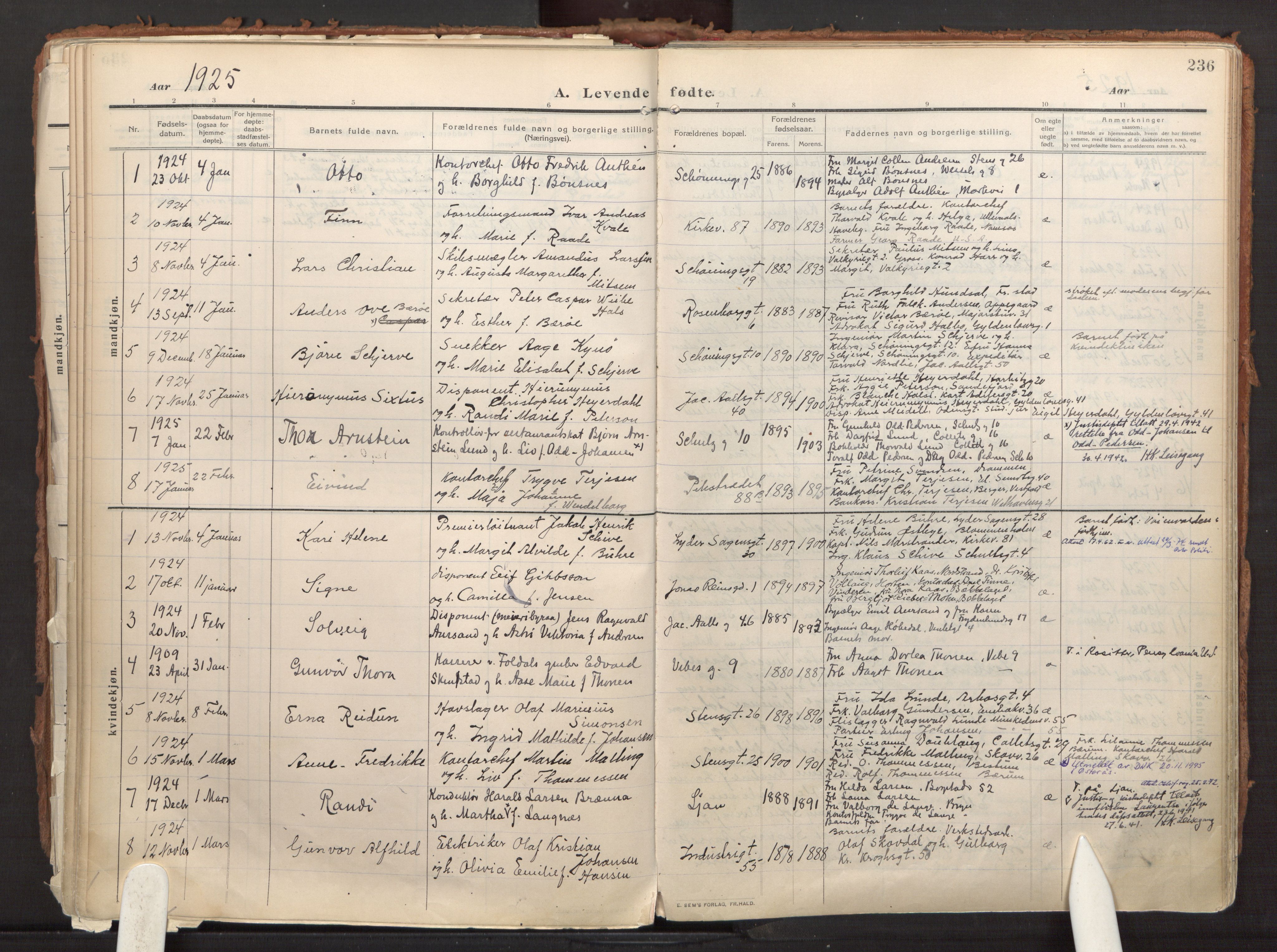 Fagerborg prestekontor Kirkebøker, AV/SAO-A-10844/F/Fa/L0005: Ministerialbok nr. 5, 1909-1935, s. 236