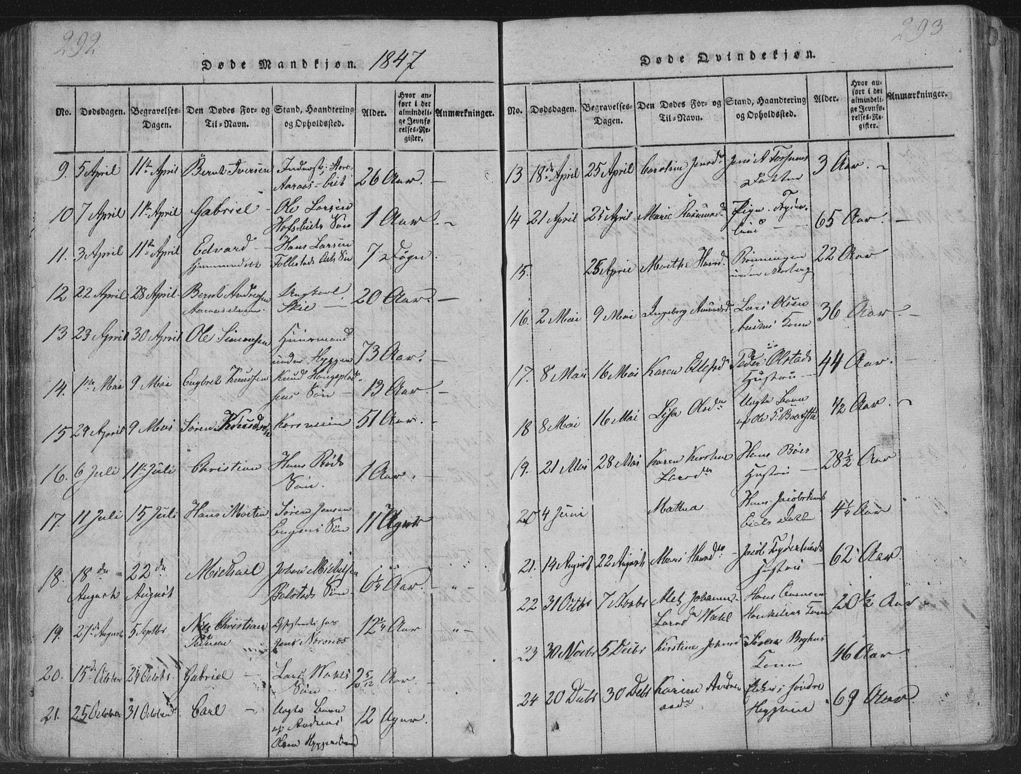 Røyken kirkebøker, SAKO/A-241/G/Ga/L0003: Klokkerbok nr. 3, 1814-1856, s. 292-293