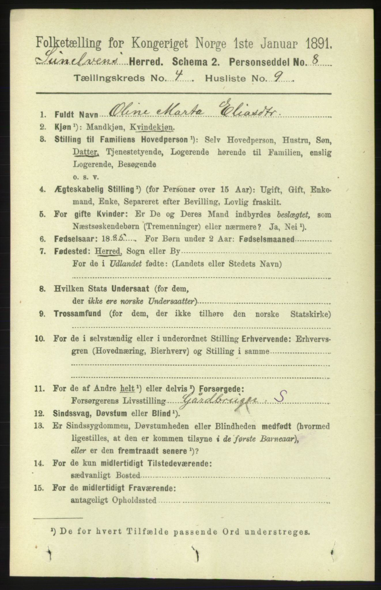 RA, Folketelling 1891 for 1523 Sunnylven herred, 1891, s. 942