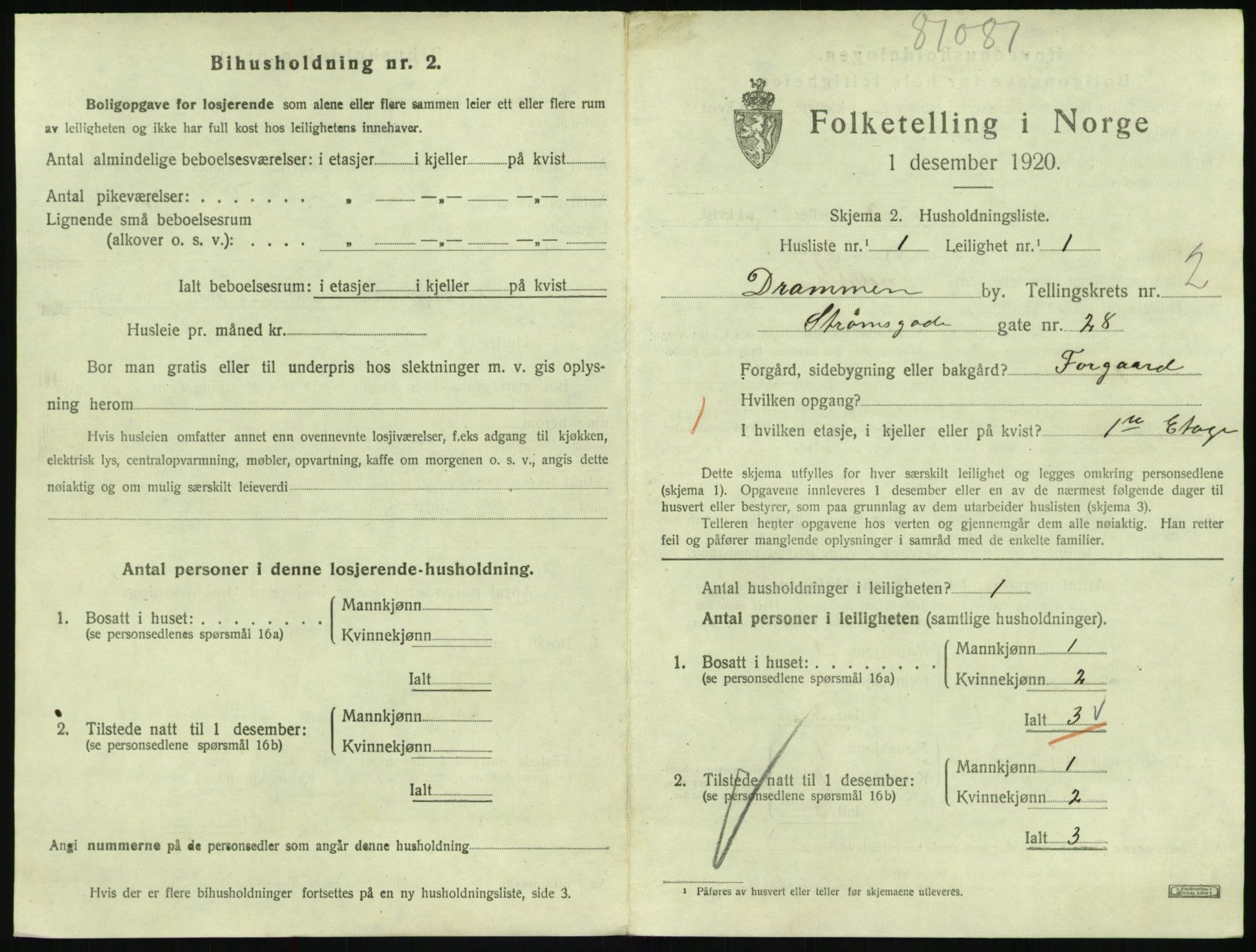 SAKO, Folketelling 1920 for 0602 Drammen kjøpstad, 1920, s. 7078