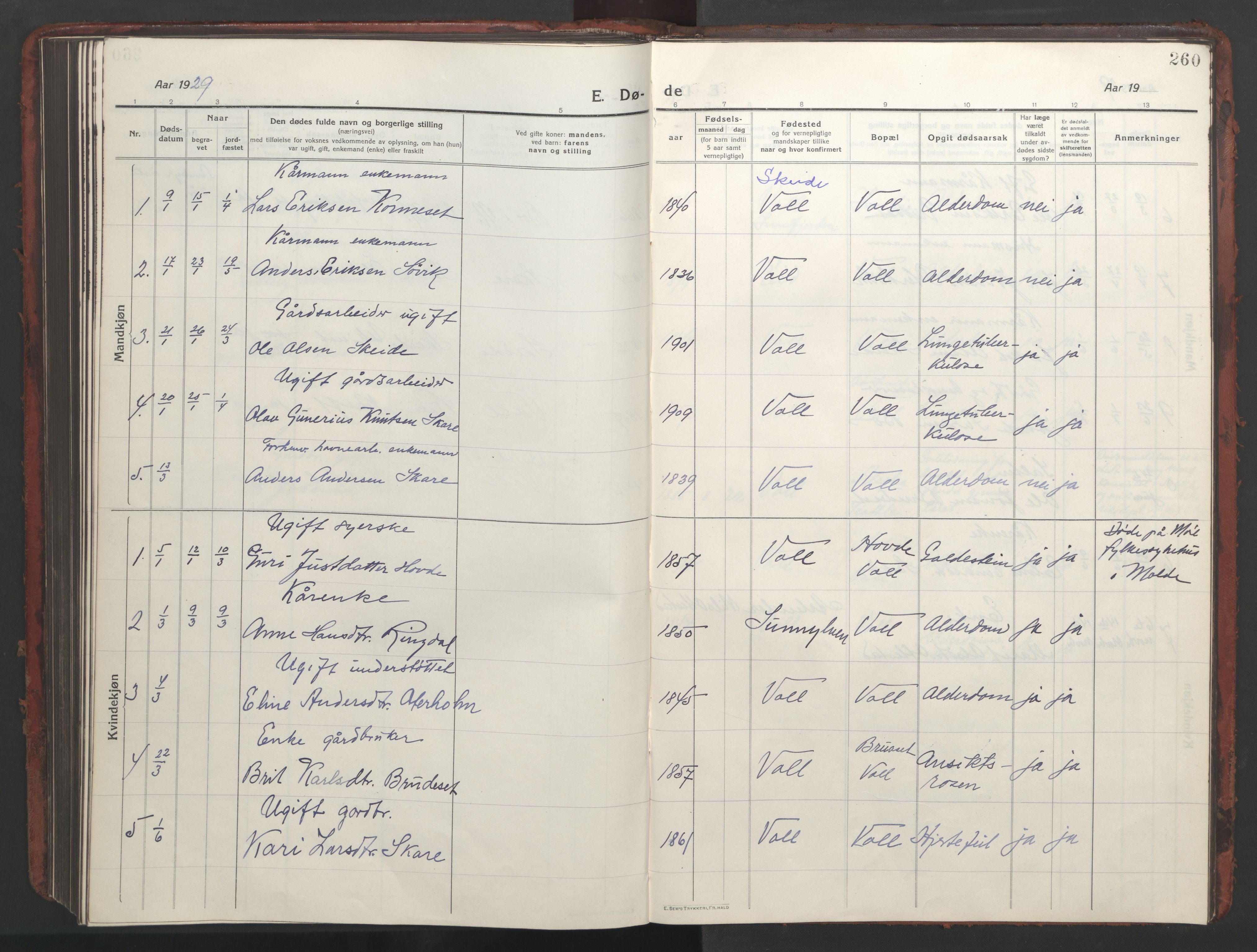 Ministerialprotokoller, klokkerbøker og fødselsregistre - Møre og Romsdal, SAT/A-1454/543/L0565: Klokkerbok nr. 543C03, 1916-1955, s. 260