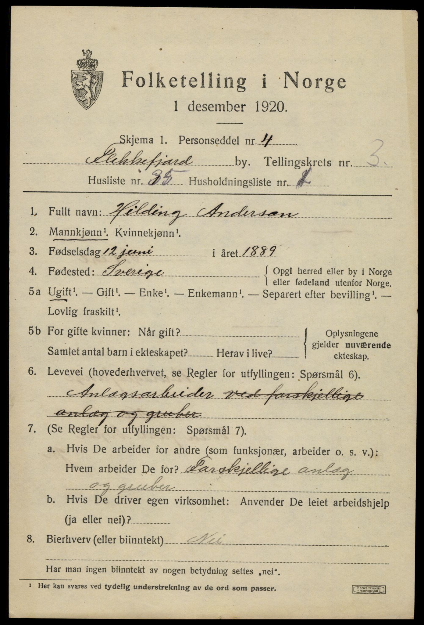 SAK, Folketelling 1920 for 1004 Flekkefjord kjøpstad, 1920, s. 3818