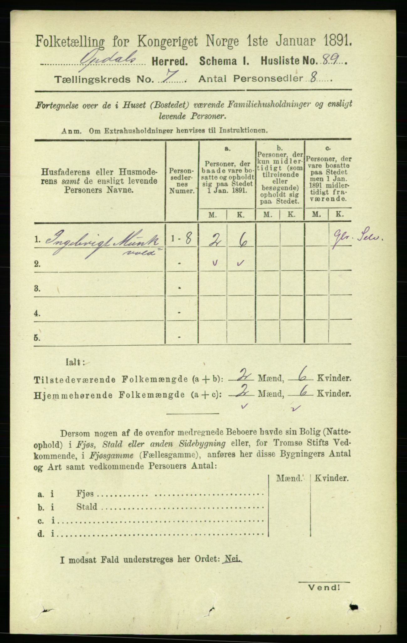 RA, Folketelling 1891 for 1634 Oppdal herred, 1891, s. 3494