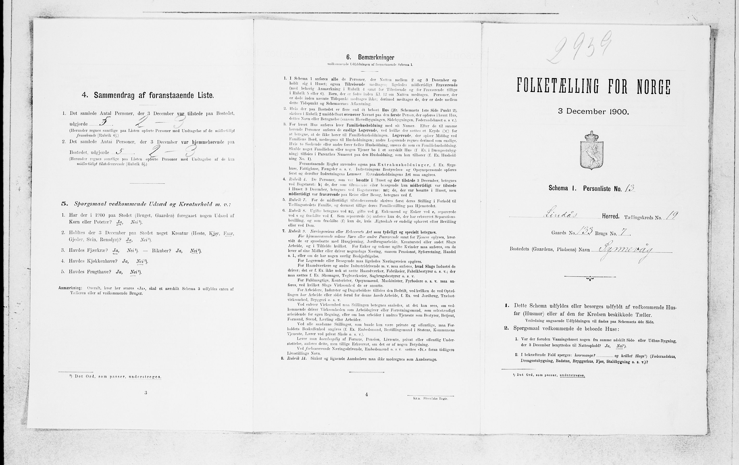 SAB, Folketelling 1900 for 1263 Lindås herred, 1900, s. 1537