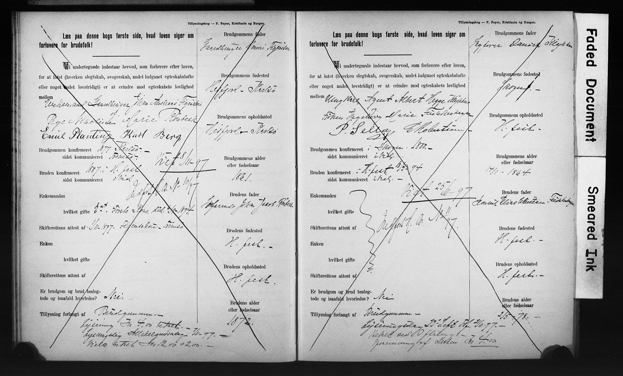 Hammerfest sokneprestkontor, AV/SATØ-S-1347/I/Ib/L0070/0004: Lysningsprotokoll nr. 70.4, 1896-1899