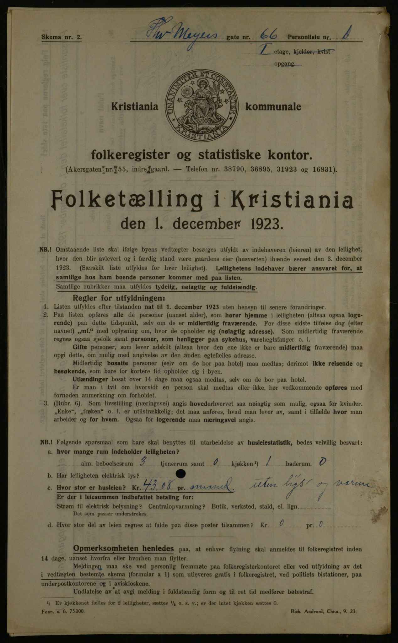 OBA, Kommunal folketelling 1.12.1923 for Kristiania, 1923, s. 122398