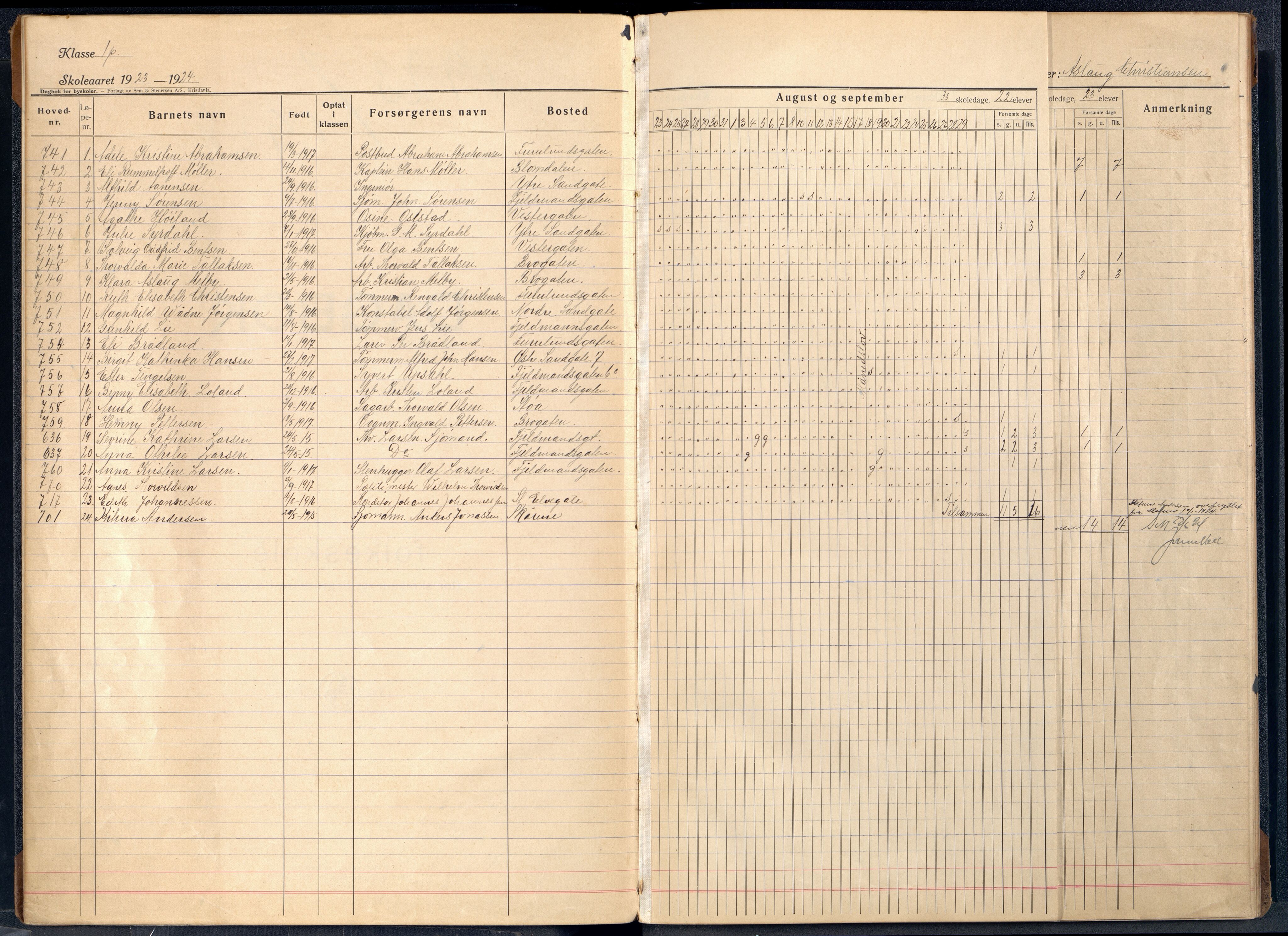 Mandal By - Mandal Allmueskole/Folkeskole/Skole, ARKSOR/1002MG551/I/L0027: Dagbok, 1923-1928