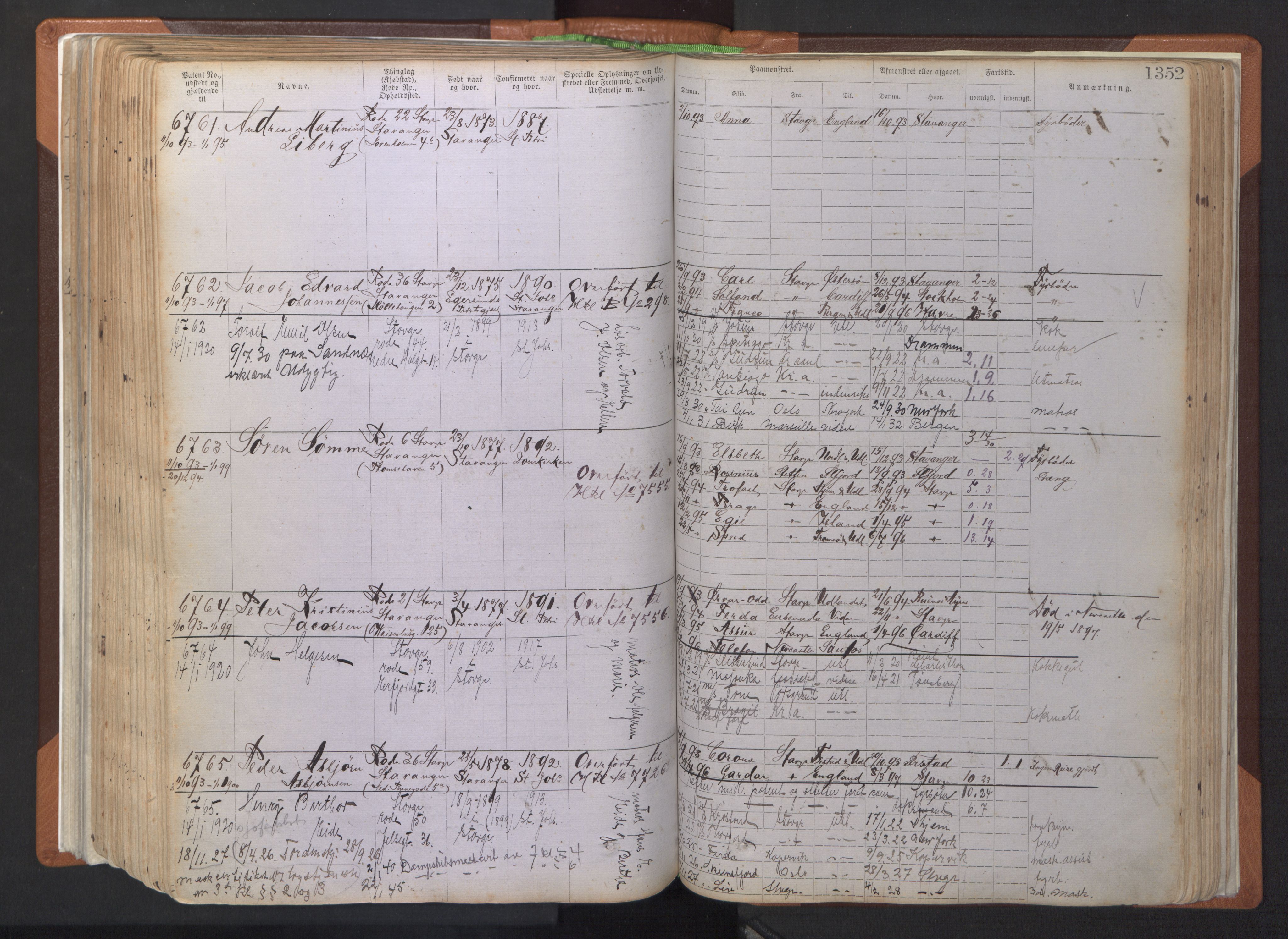 Stavanger sjømannskontor, AV/SAST-A-102006/F/Ff/L0007: Annotasjonsrulle, patentnr. 5506-7180, 1887-1900, s. 257