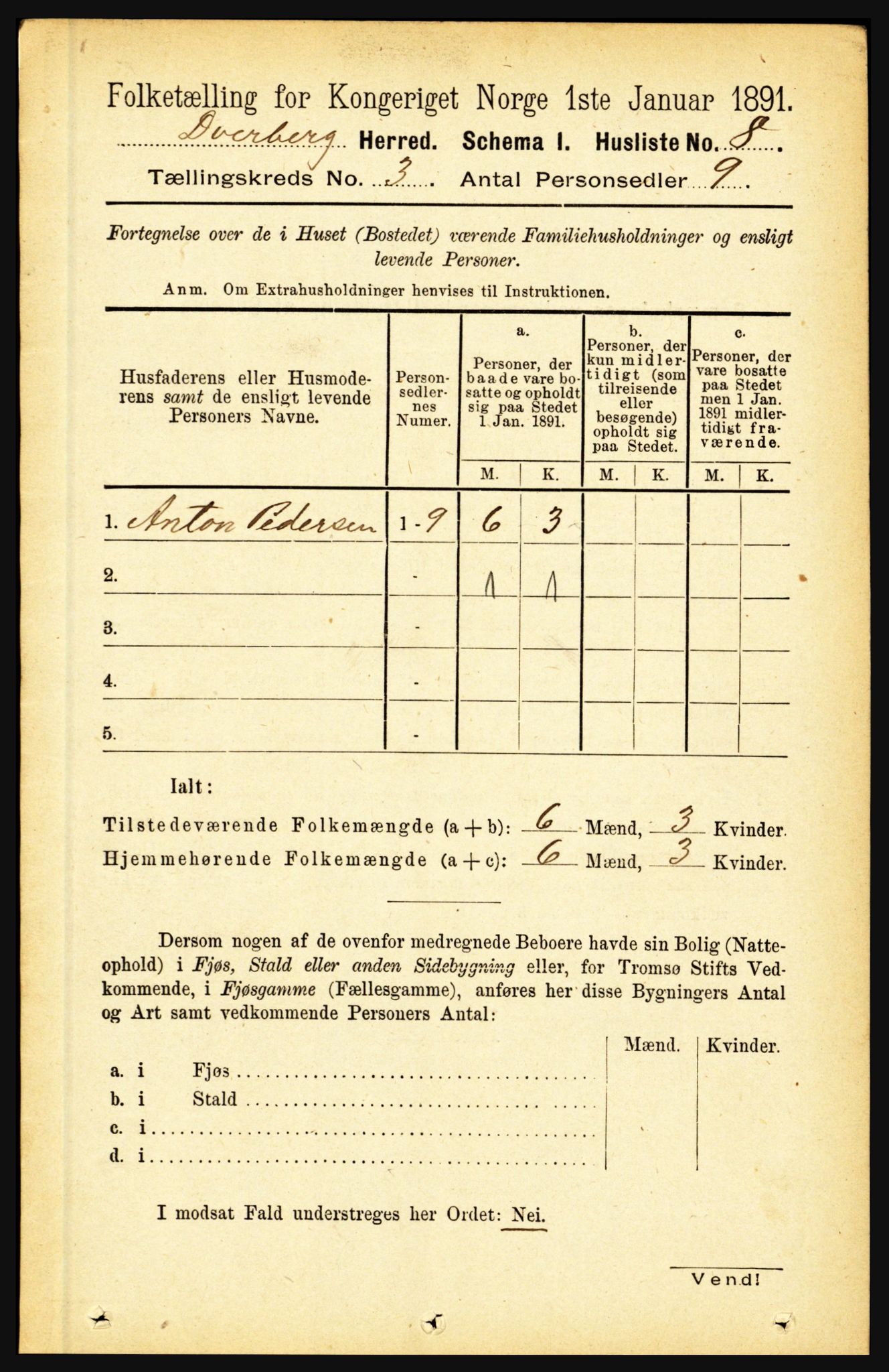 RA, Folketelling 1891 for 1872 Dverberg herred, 1891, s. 891