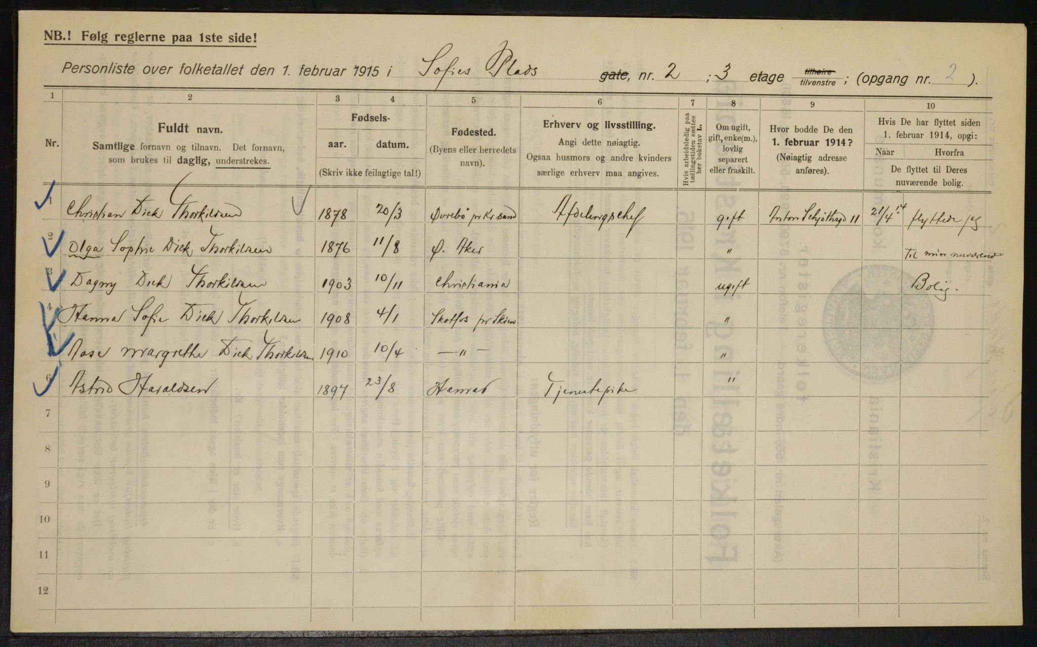 OBA, Kommunal folketelling 1.2.1915 for Kristiania, 1915, s. 99248