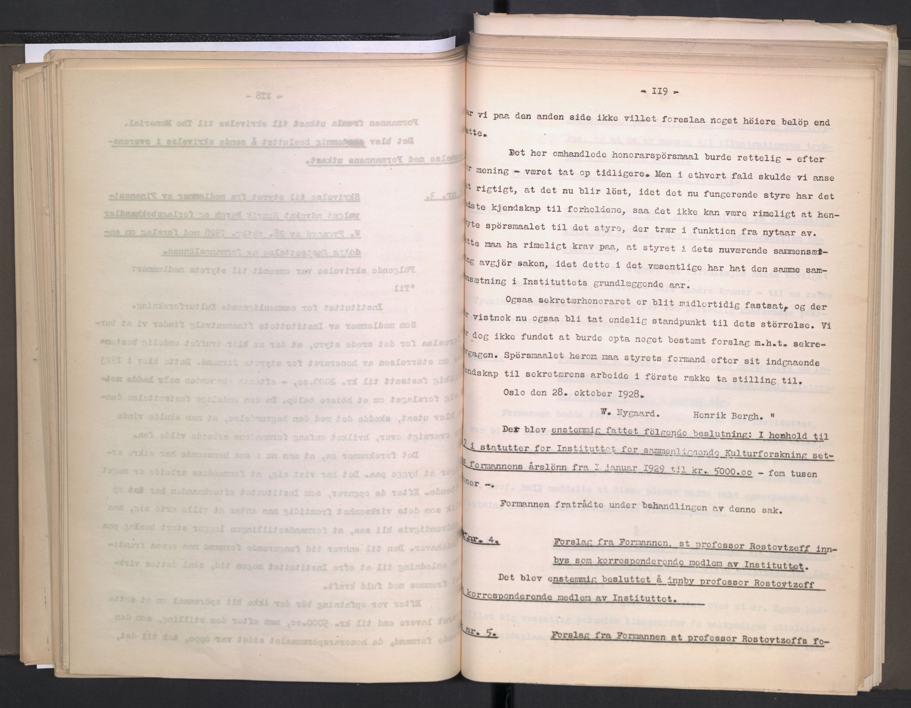 Instituttet for sammenlignende kulturforskning, AV/RA-PA-0424/A/L0005: Styreprotokoll, 1923-1930, s. 118