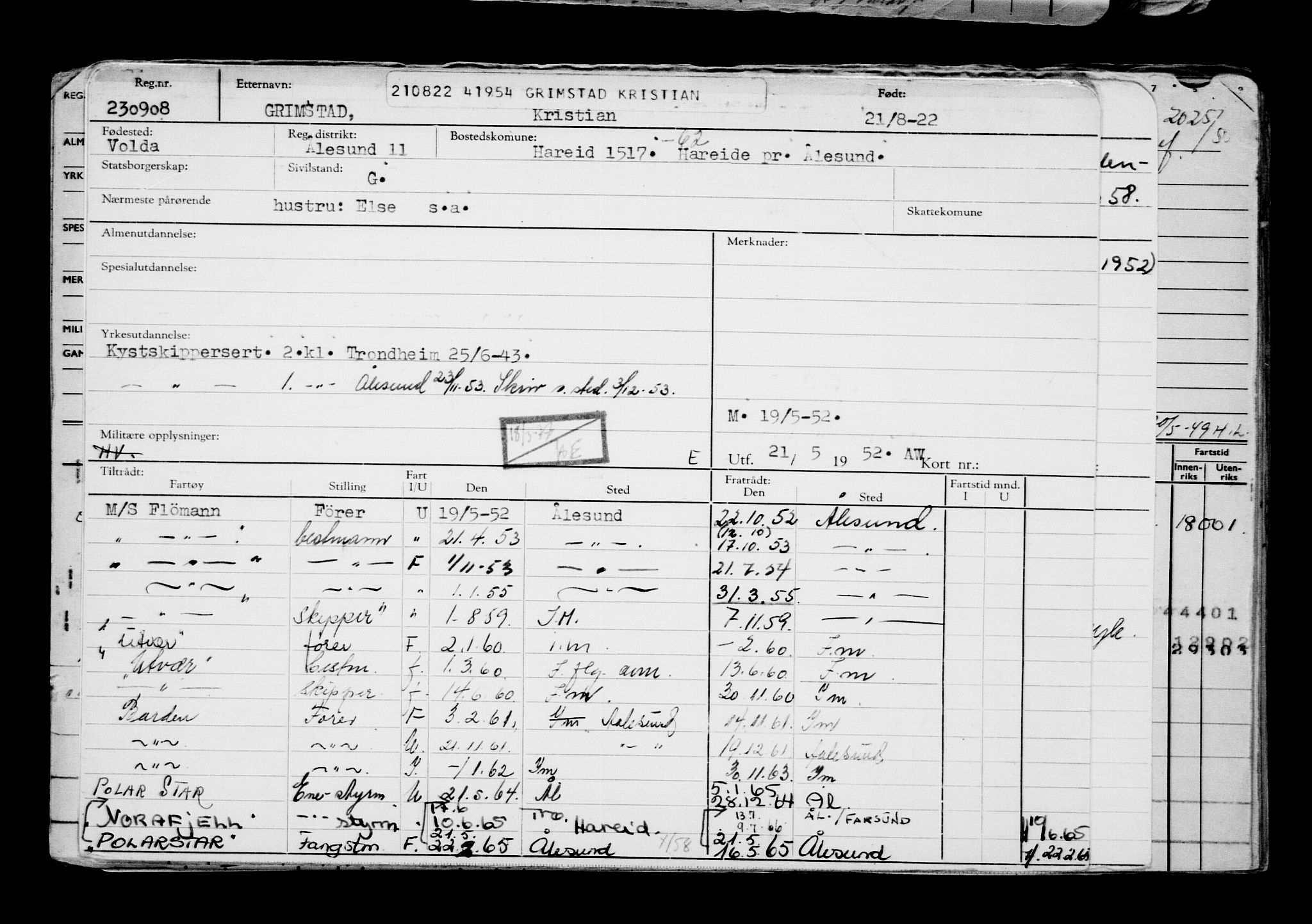 Direktoratet for sjømenn, AV/RA-S-3545/G/Gb/L0210: Hovedkort, 1922, s. 6