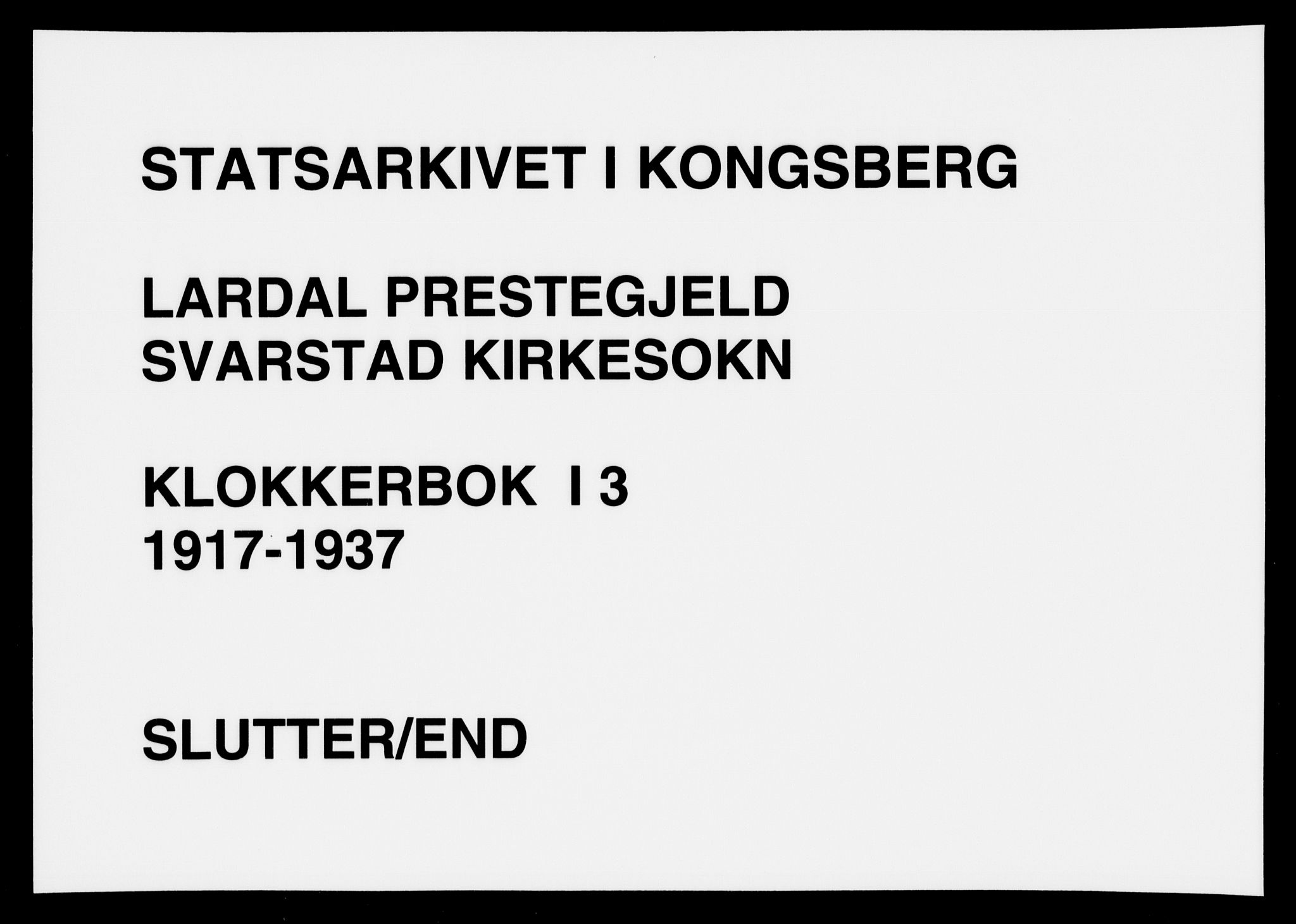 Lardal kirkebøker, AV/SAKO-A-350/G/Ga/L0003a: Klokkerbok nr. I 3, 1917-1937