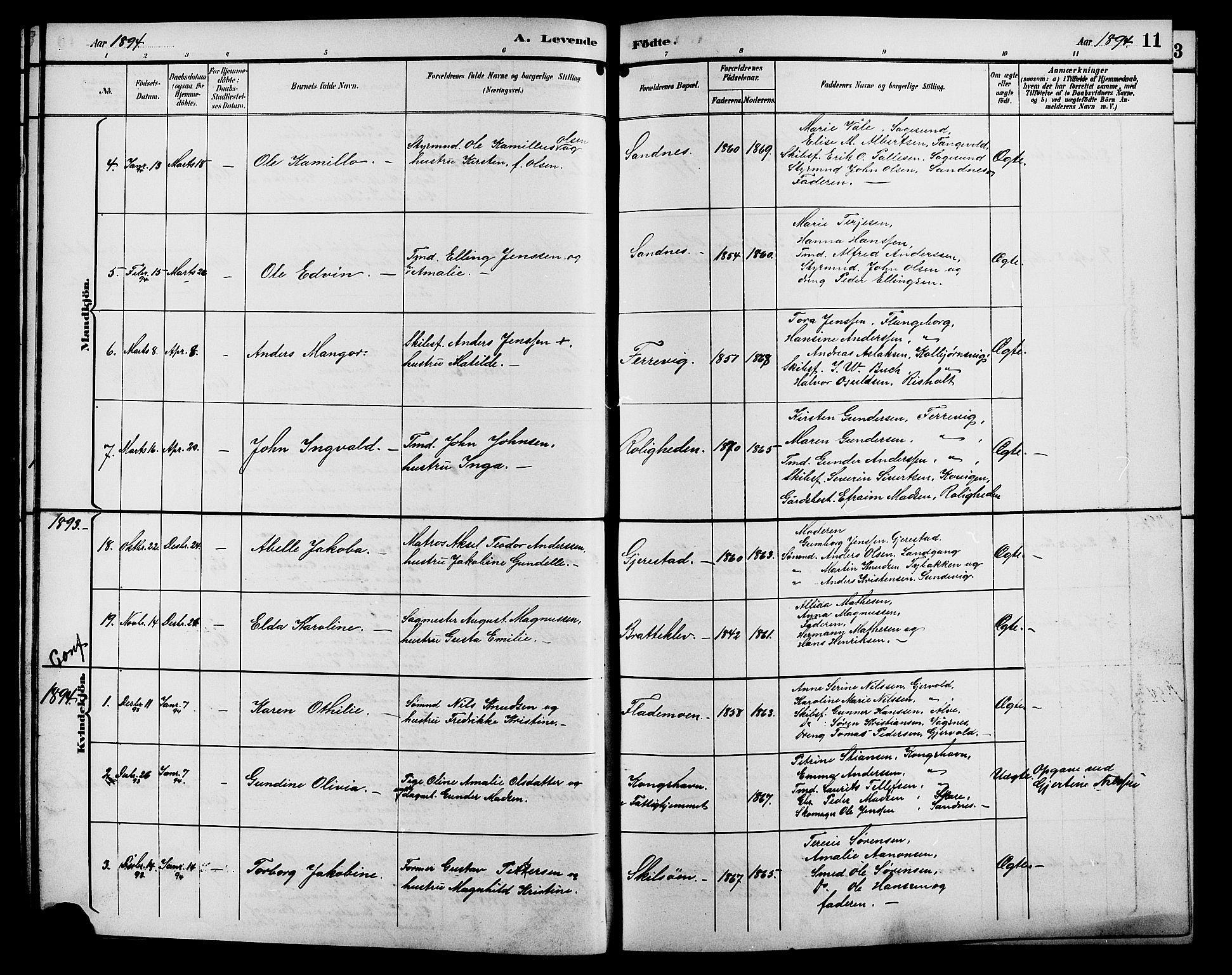 Tromøy sokneprestkontor, AV/SAK-1111-0041/F/Fb/L0006: Klokkerbok nr. B 6, 1892-1907, s. 11