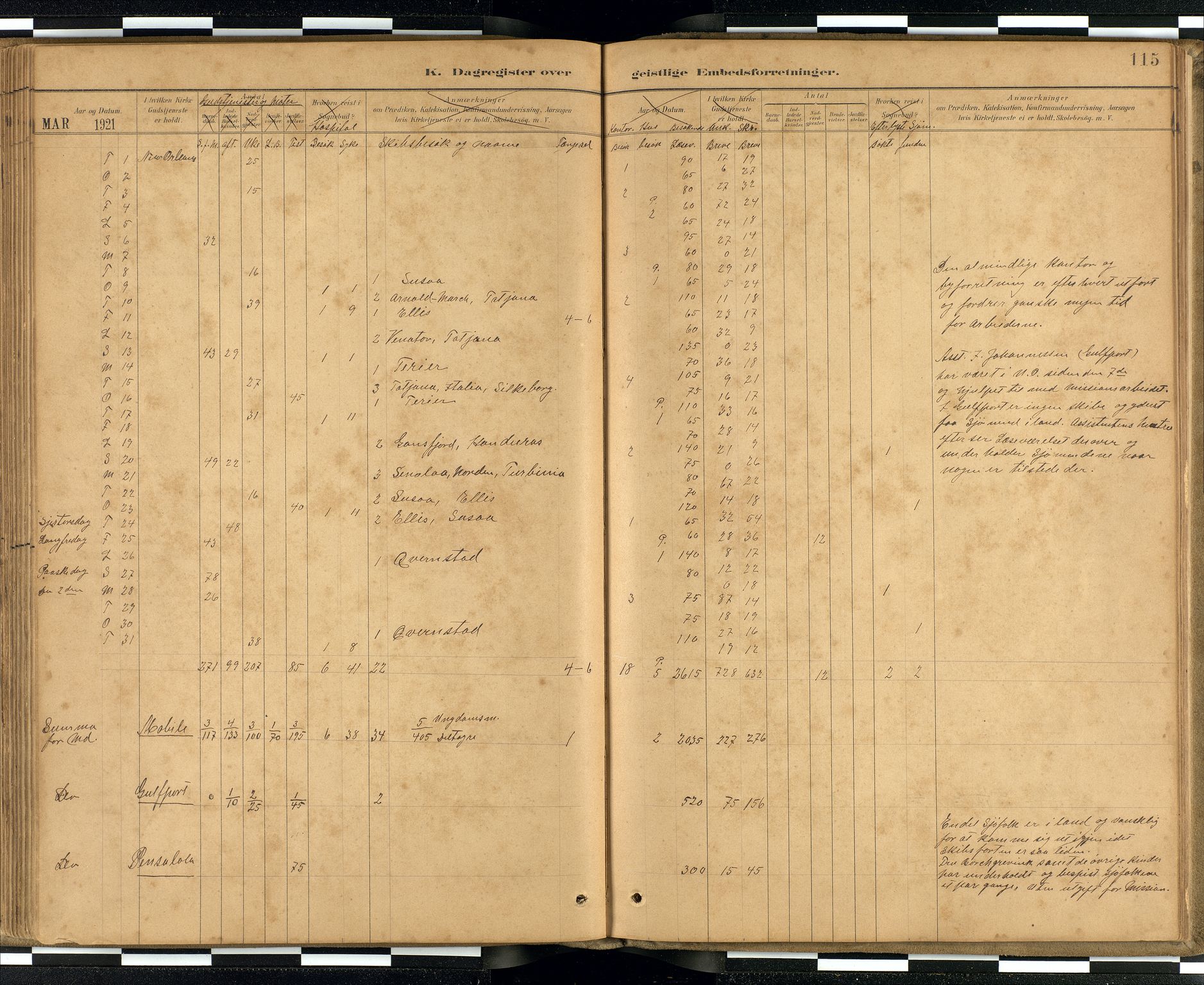 Den norske sjømannsmisjon i utlandet / Quebec (Canada) samt Pensacola--Savannah-Mobile-New Orleans-Gulfport (Gulfhamnene i USA), SAB/SAB/PA-0114/H/Ha/L0001: Ministerialbok nr. A 1, 1887-1924, s. 114b-115a