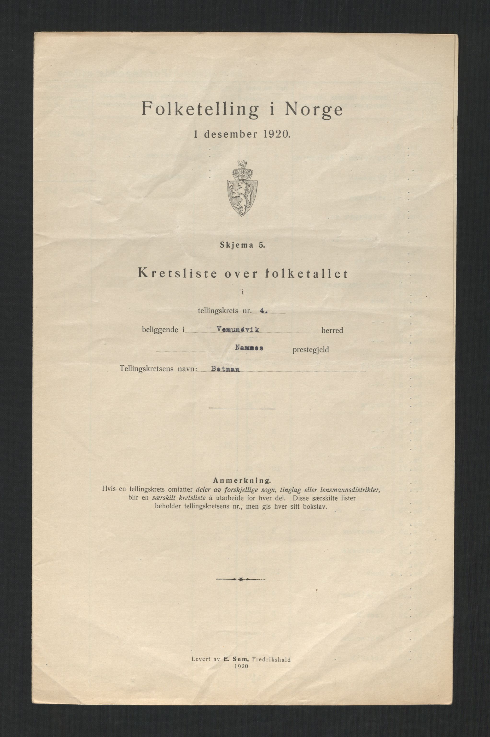 SAT, Folketelling 1920 for 1745 Vemundvik herred, 1920, s. 16
