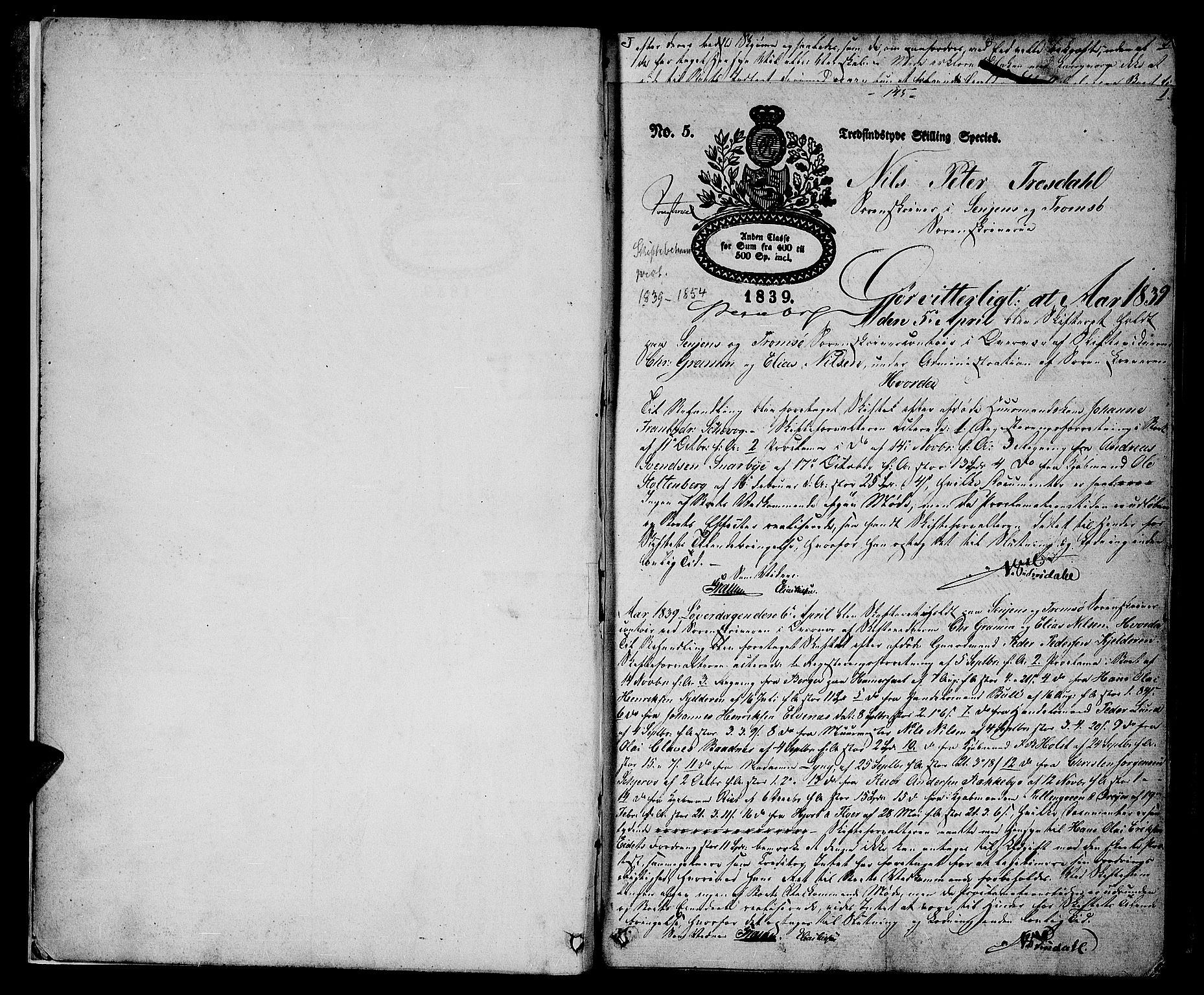 Senja og Tromsø sorenskriveri , AV/SATØ-SATØ-31/H/Ha/L0137: Skiftebehandlingsprotokoll - Tromsø distrikt, 1839-1854, s. 0b-1a