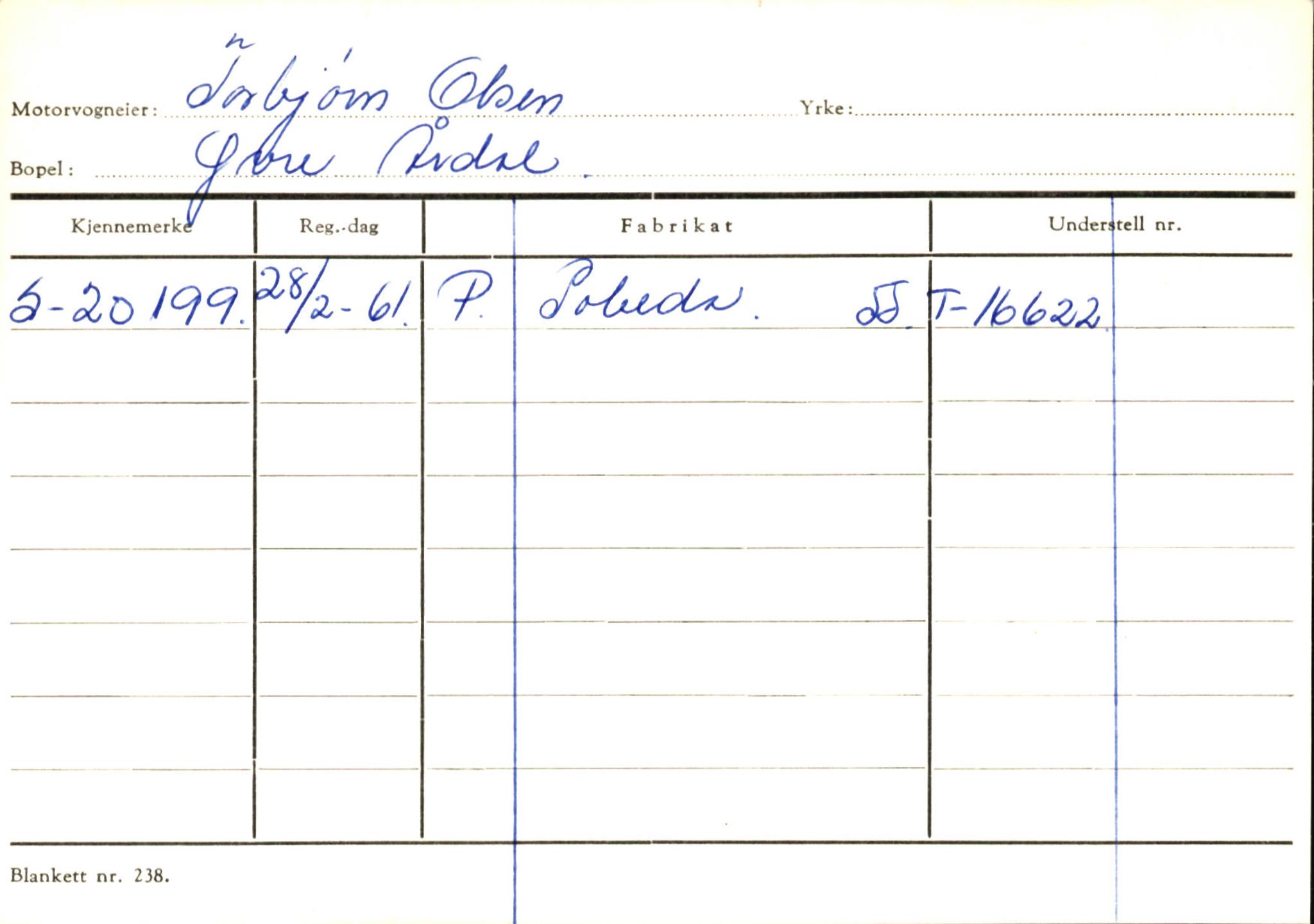 Statens vegvesen, Sogn og Fjordane vegkontor, SAB/A-5301/4/F/L0145: Registerkort Vågsøy S-Å. Årdal I-P, 1945-1975, s. 2310